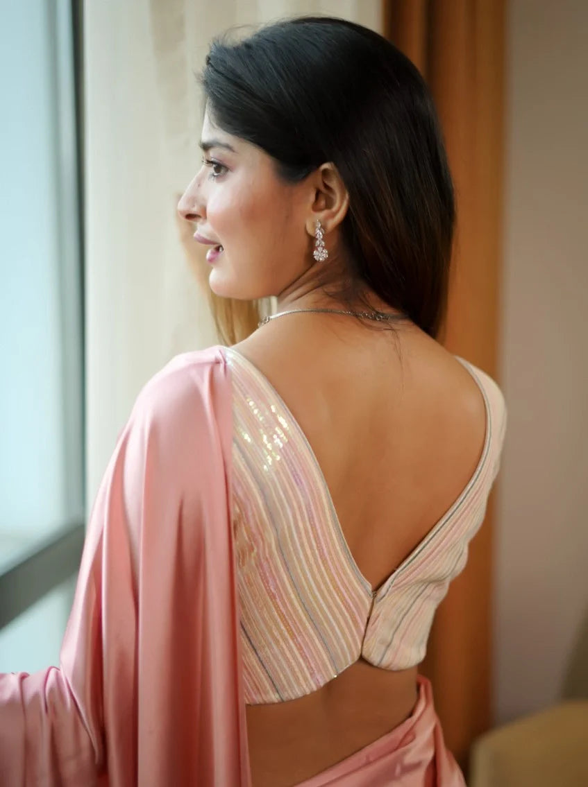 Multicolor Georgette Deep Neck Sleeveless Readymade Blouse