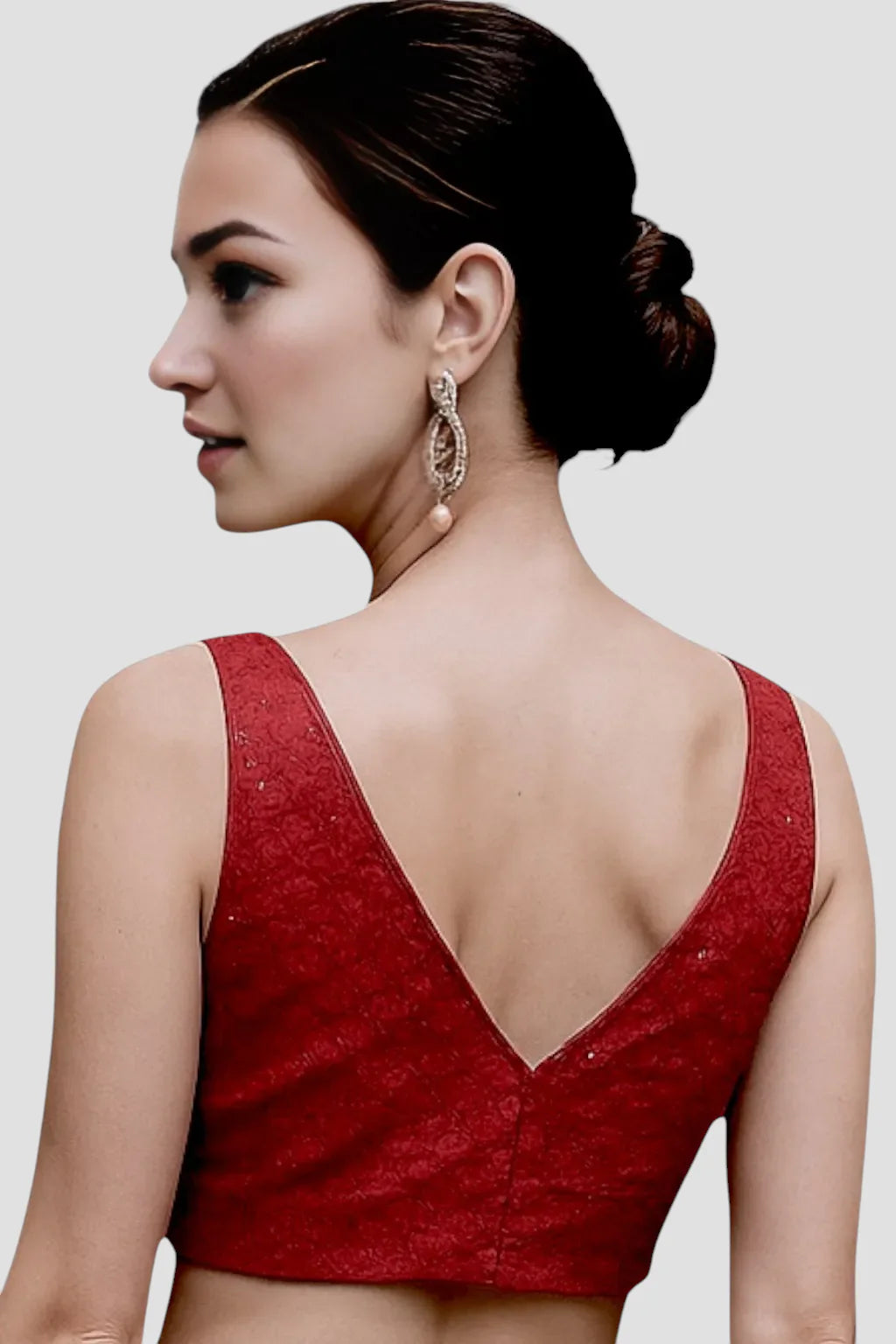 women-maroon-sleeveless-v-neck-art-silk-readymade-saree-blouse