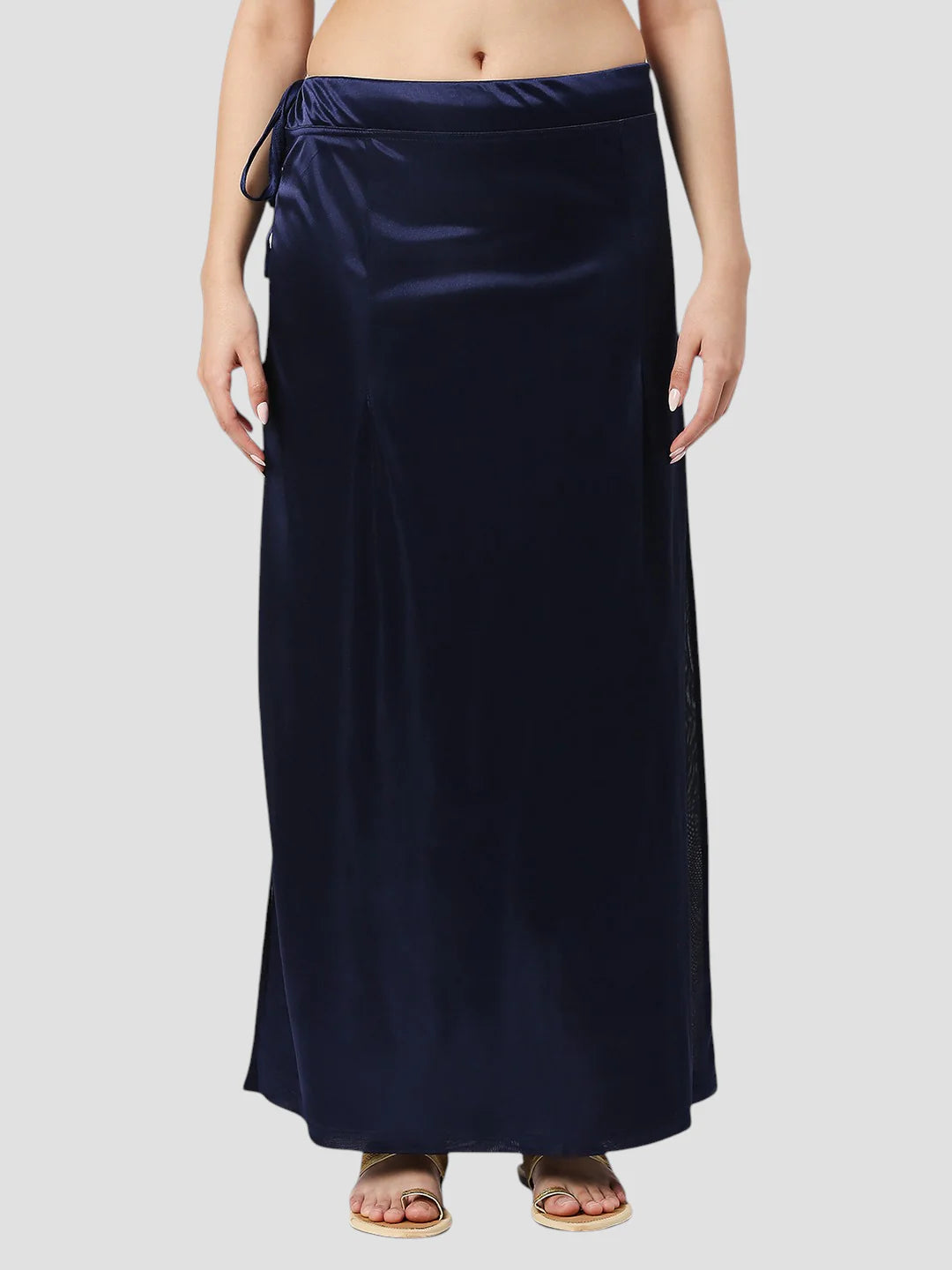 Navy Blue Satin Zip and Drawstring Petticoat