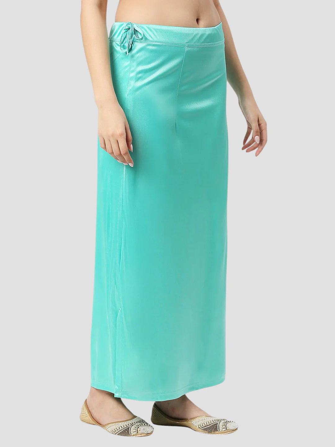 Tiffany Blue Satin Zip and Drawstring Petticoat