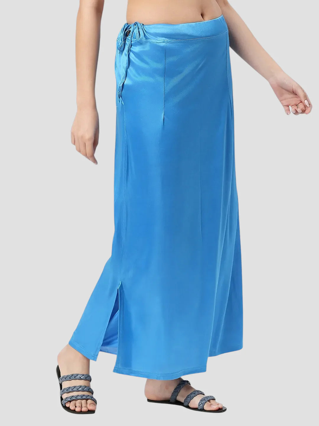Bondi Blue Satin Zip and Drawstring Petticoat