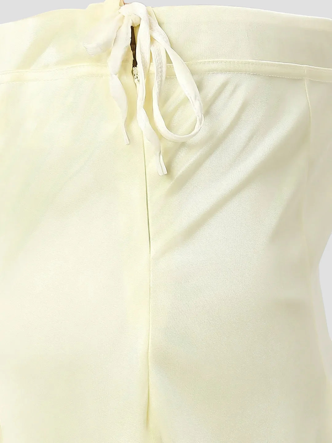 Pale Yellow Satin Zip and Drawstring Petticoat