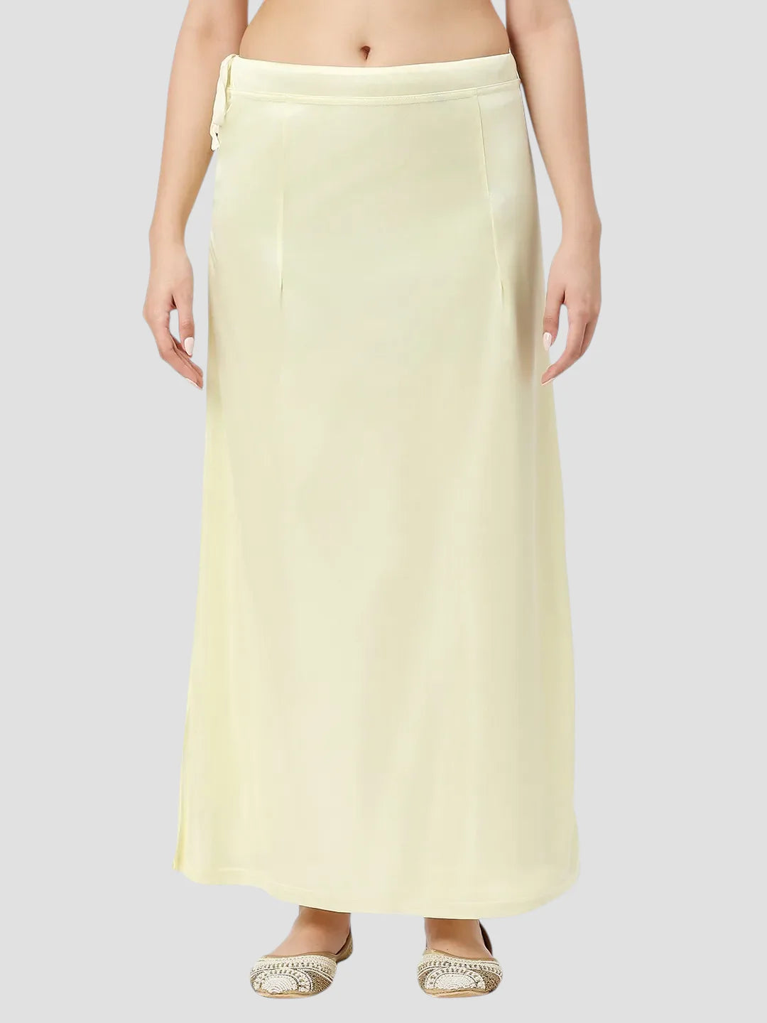 Pale Yellow Satin Zip and Drawstring Petticoat