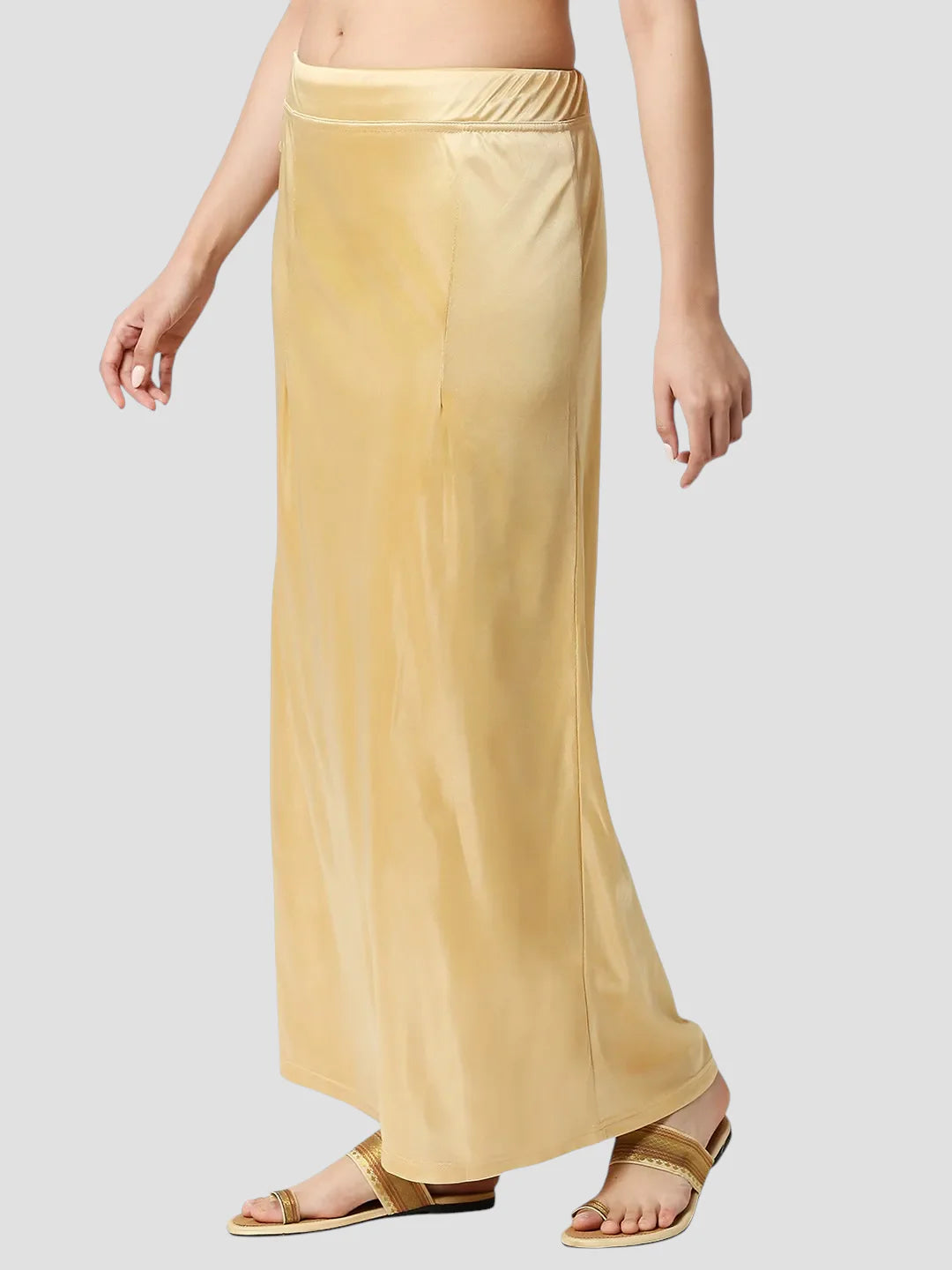 Skin Tone Satin Zip and Drawstring Petticoat