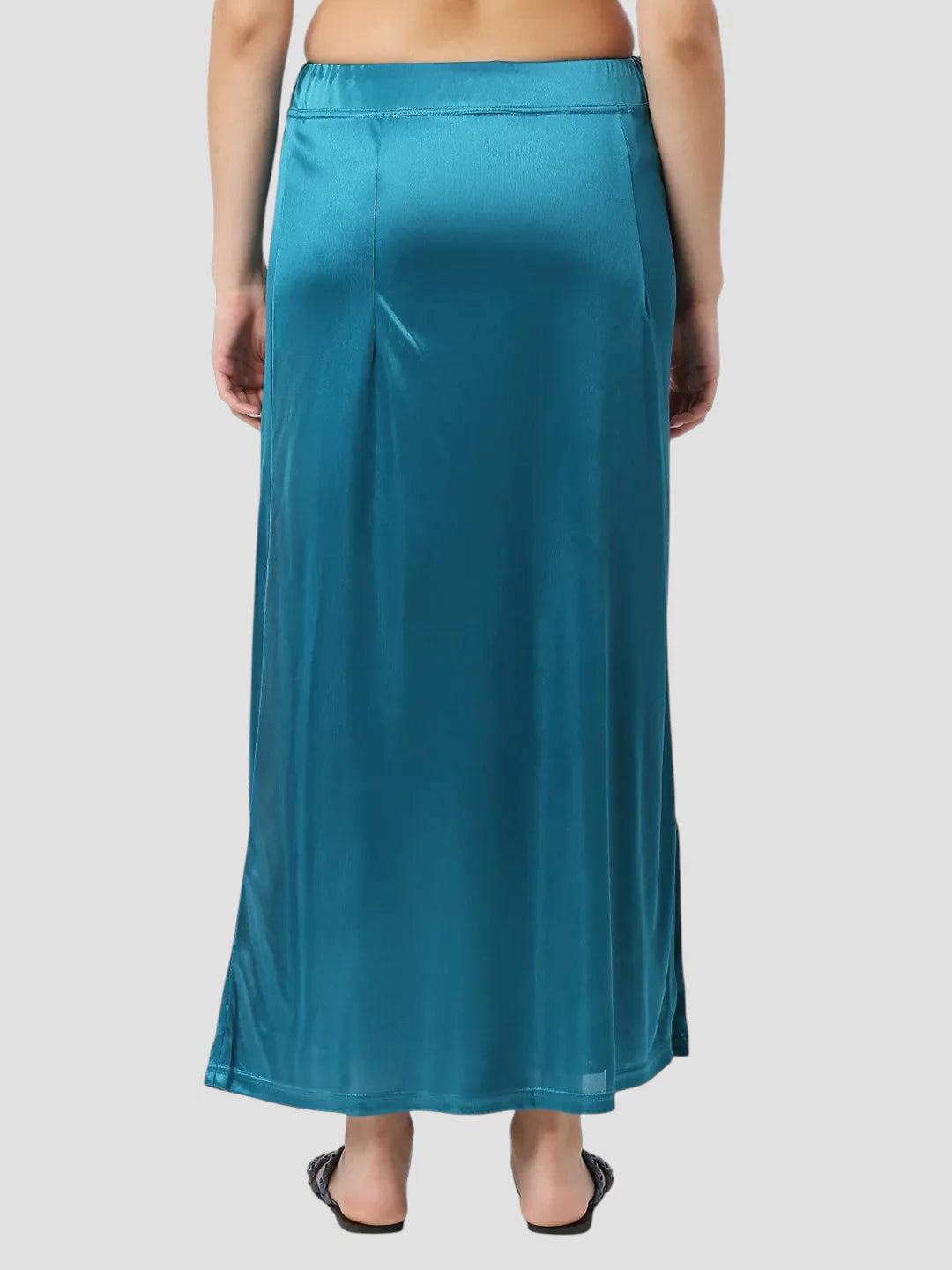 Peacock Blue Satin Zip and Drawstring Petticoat