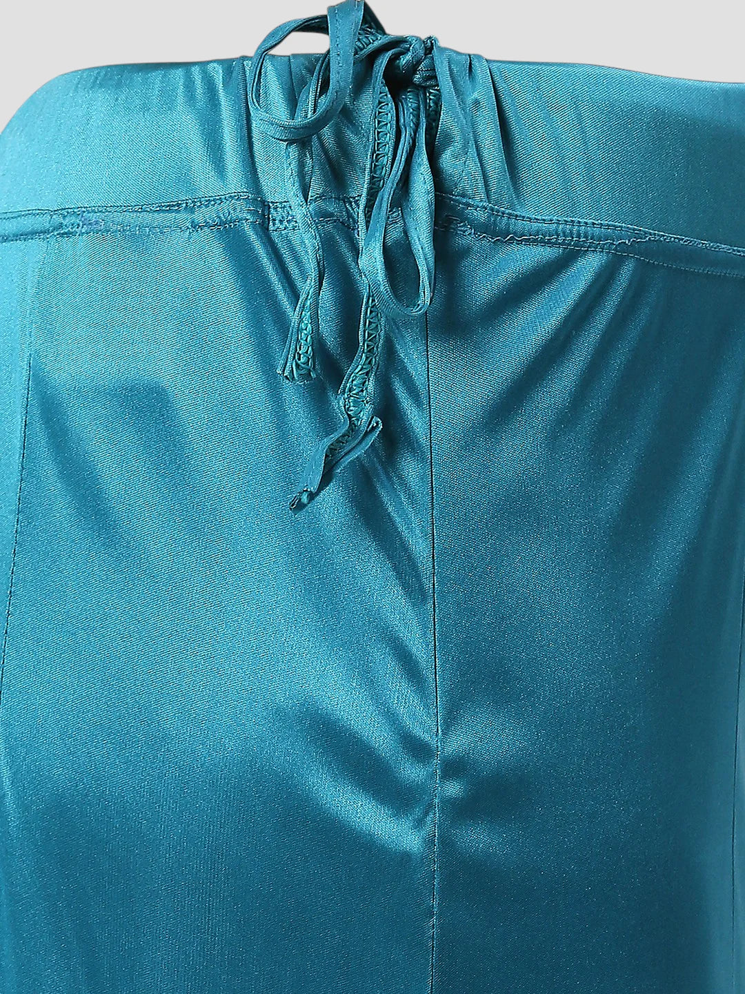 Peacock Blue Satin Zip and Drawstring Petticoat