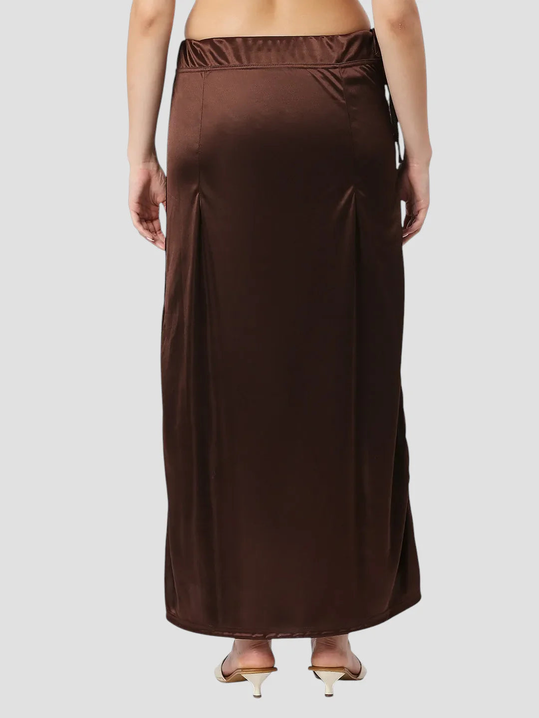 Cocoa Brown Satin Zip and Drawstring Petticoat