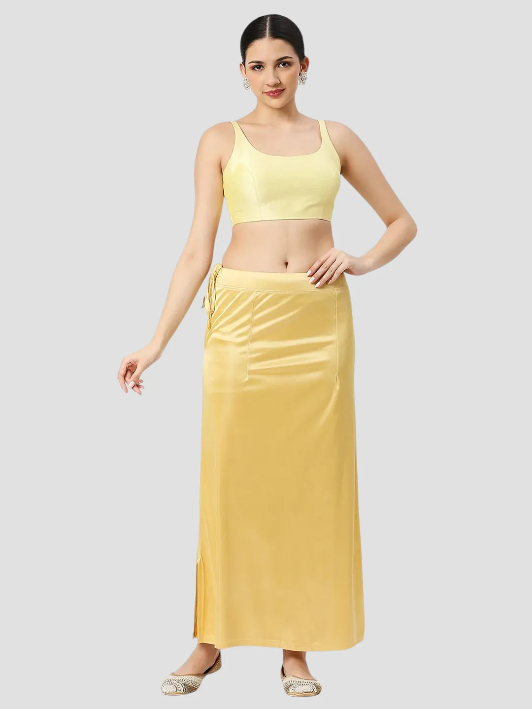 Pale Gold Satin Zip and Drawstring Petticoat