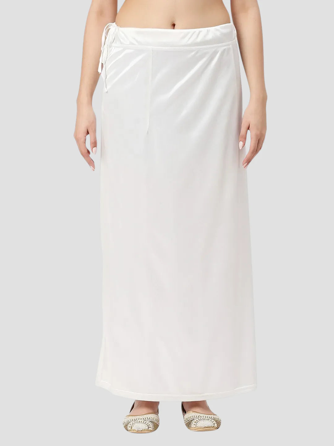 Off White Satin Zip and Drawstring Petticoat