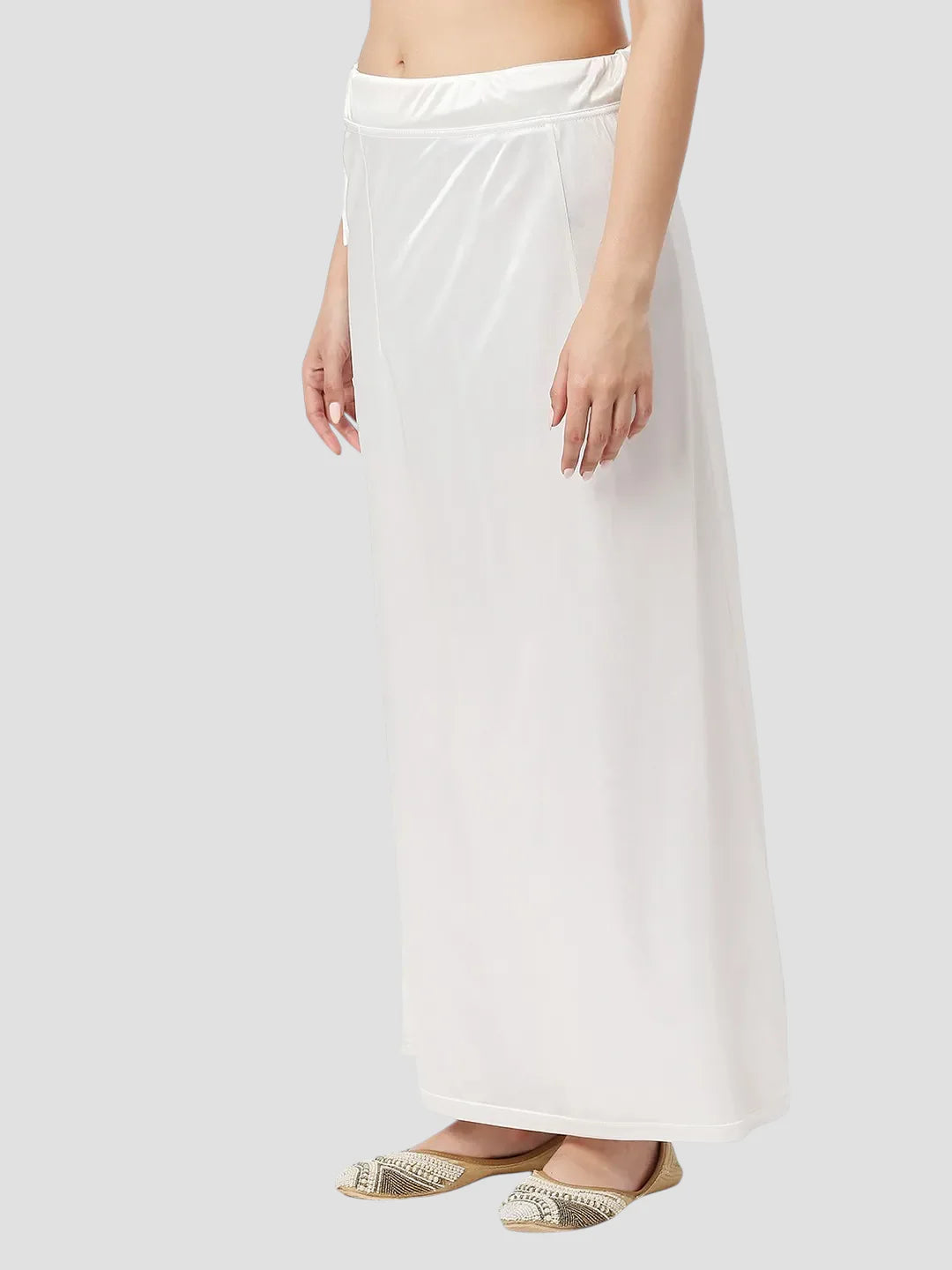 Off White Satin Zip and Drawstring Petticoat