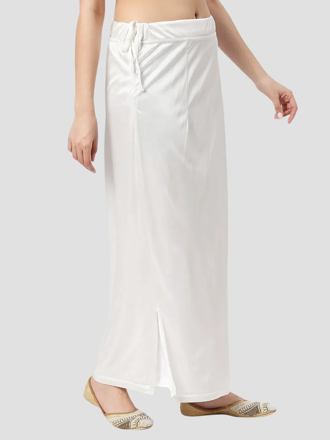 Off White Satin Zip and Drawstring Petticoat