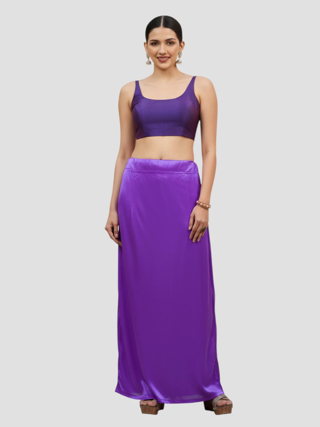 Amethyst Purple Satin Zip and Drawstring Petticoat