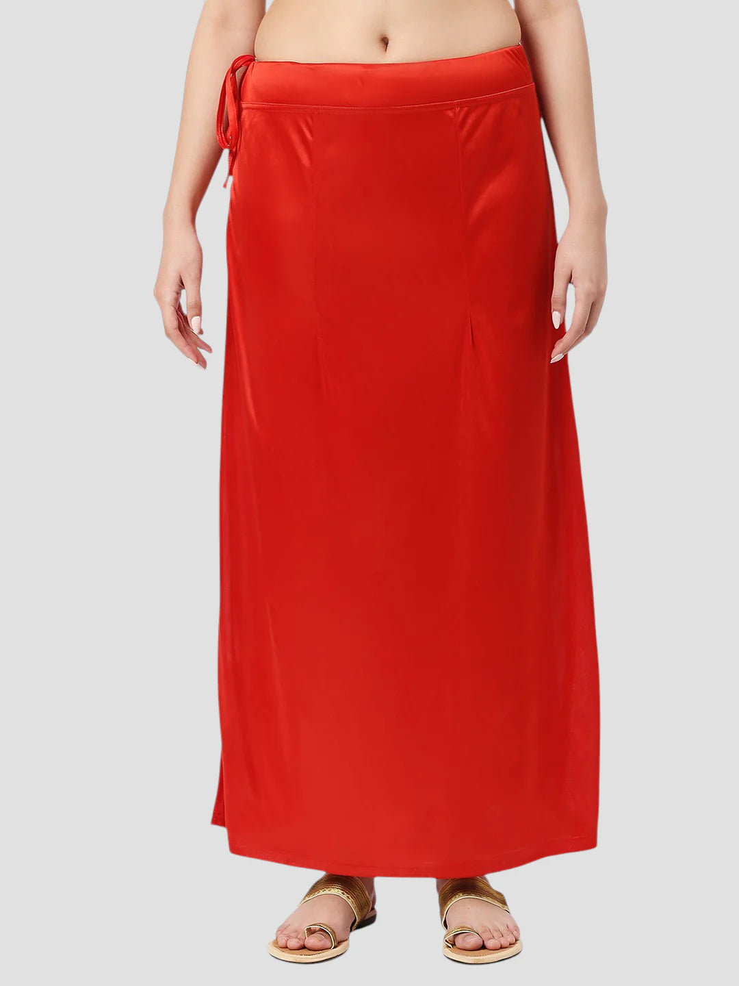 Cherry Red Satin Zip and Drawstring Petticoat