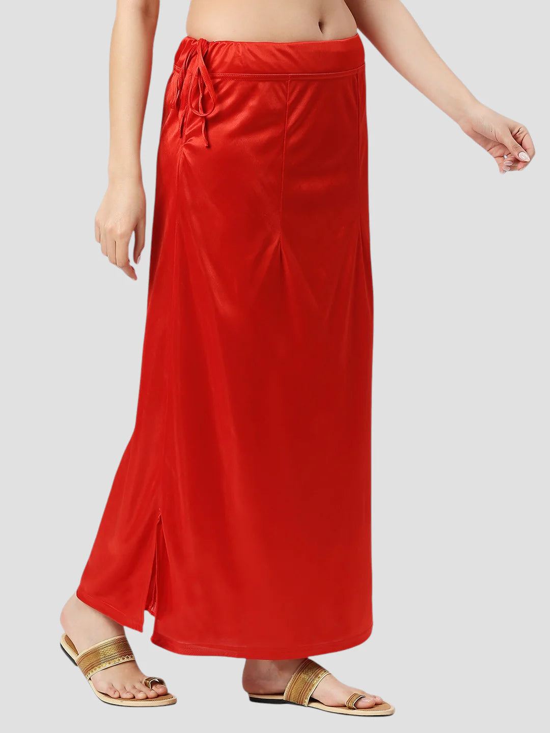 Cherry Red Satin Zip and Drawstring Petticoat