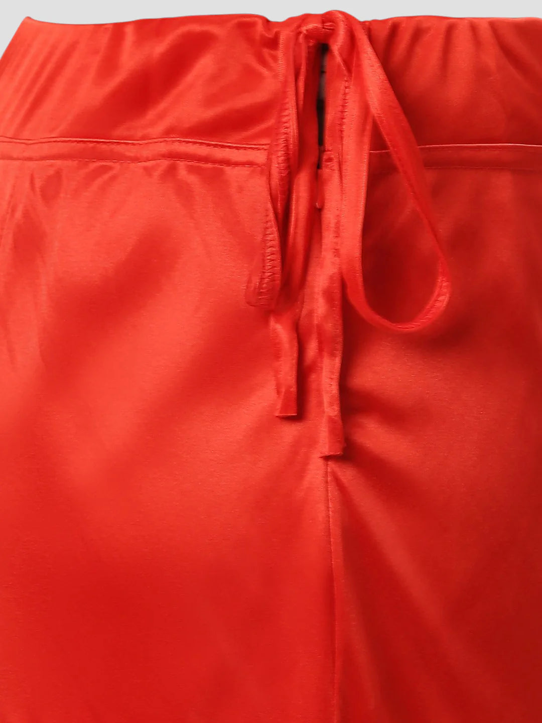 Cherry Red Satin Zip and Drawstring Petticoat