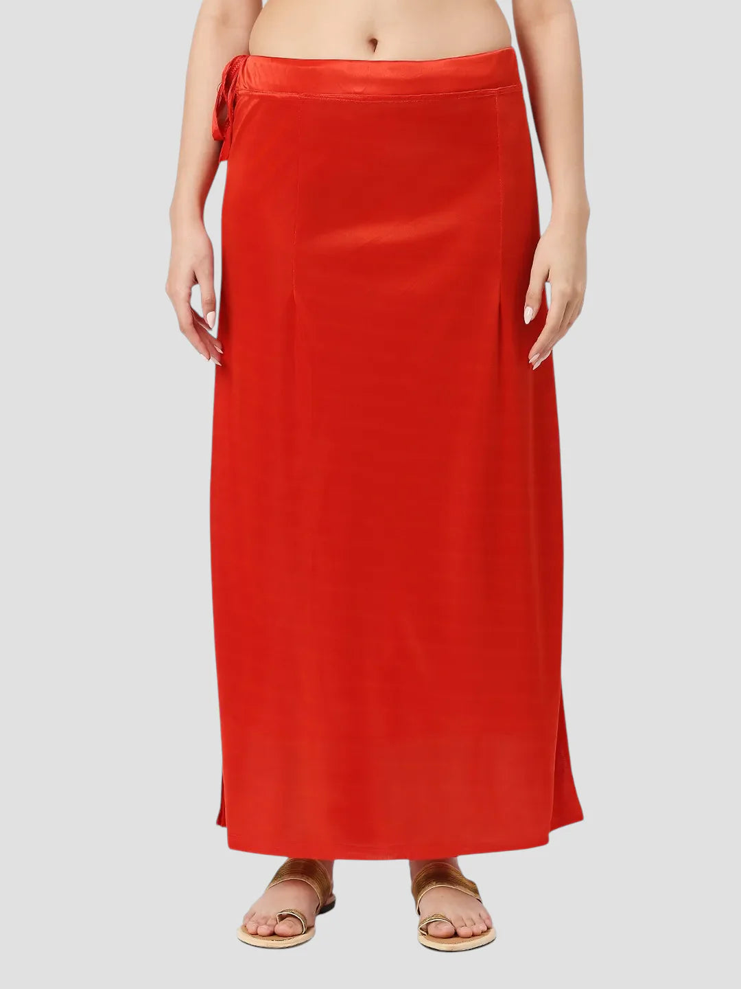 Scarlet Red Satin Zip and Drawstring Petticoat