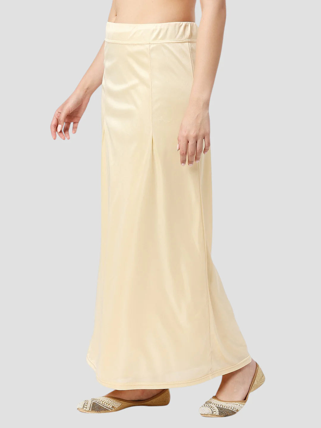 Light Cream Satin Zip and Drawstring Petticoat