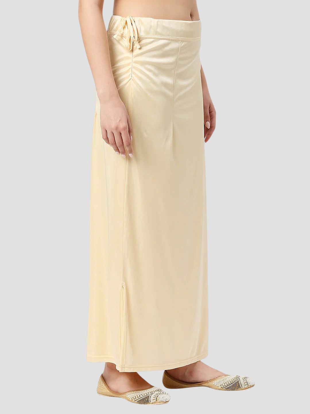 Light Cream Satin Zip and Drawstring Petticoat