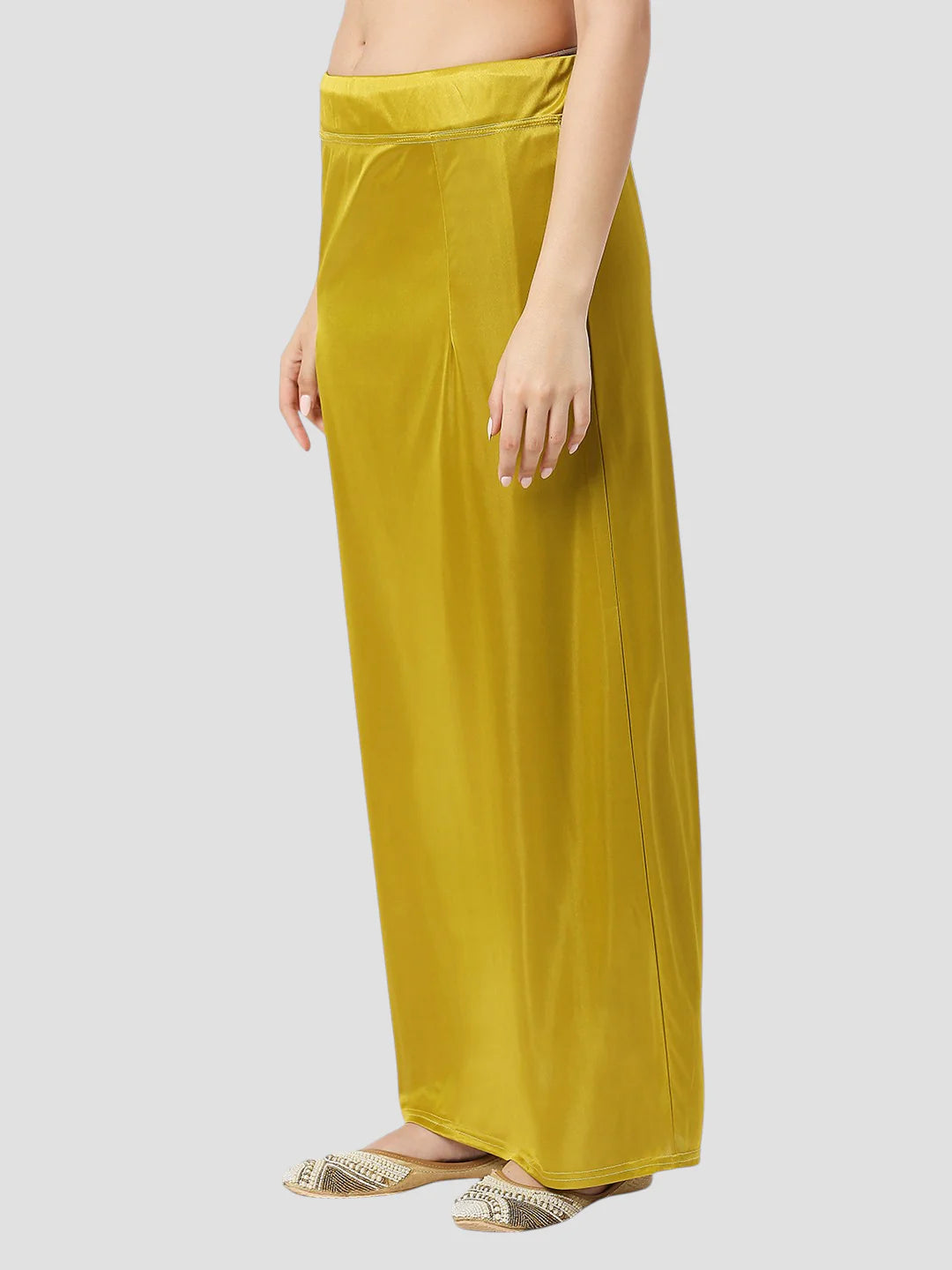 Mehndi Green Satin Zip and Drawstring Petticoat