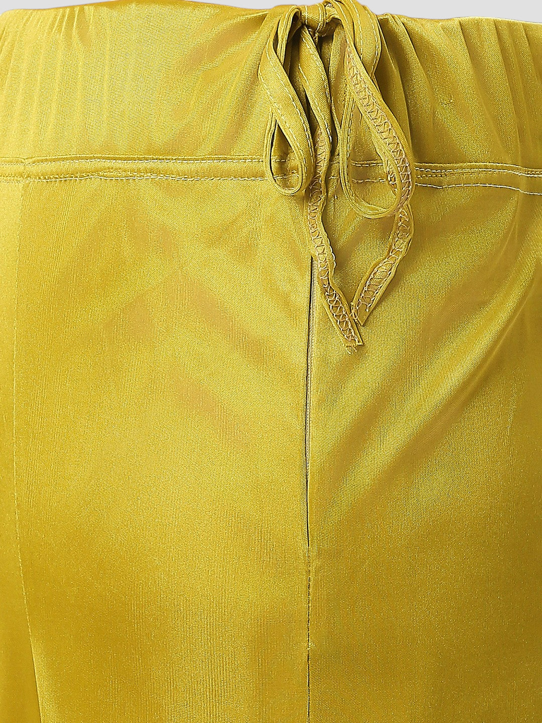 Mehndi Green Satin Zip and Drawstring Petticoat