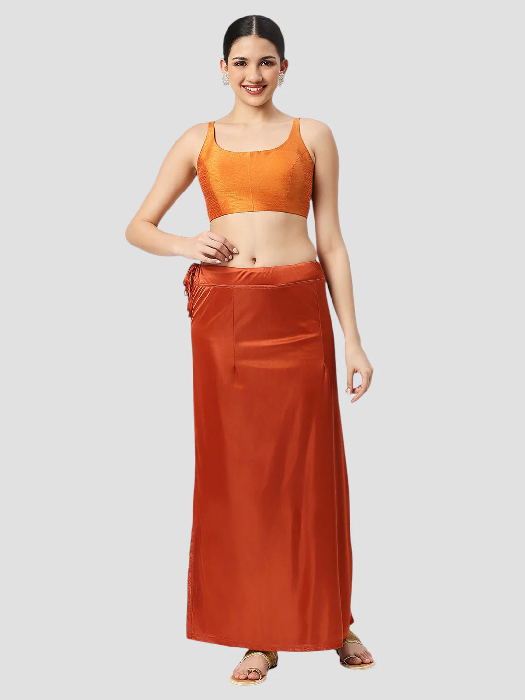 Rust Charm Satin Zip and Drawstring Petticoat