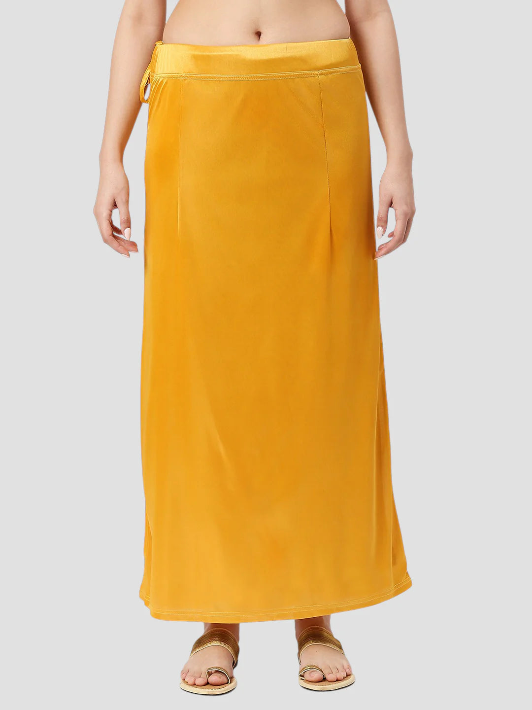 Golden Yellow Satin Zip and Drawstring Petticoat