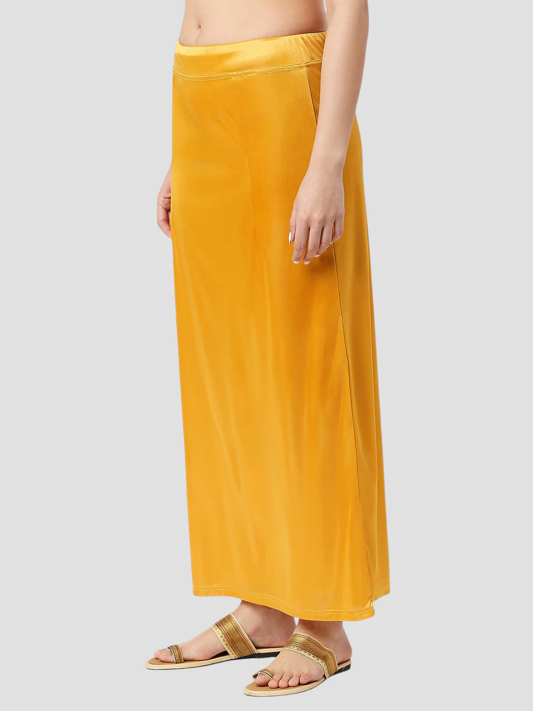 Golden Yellow Satin Zip and Drawstring Petticoat