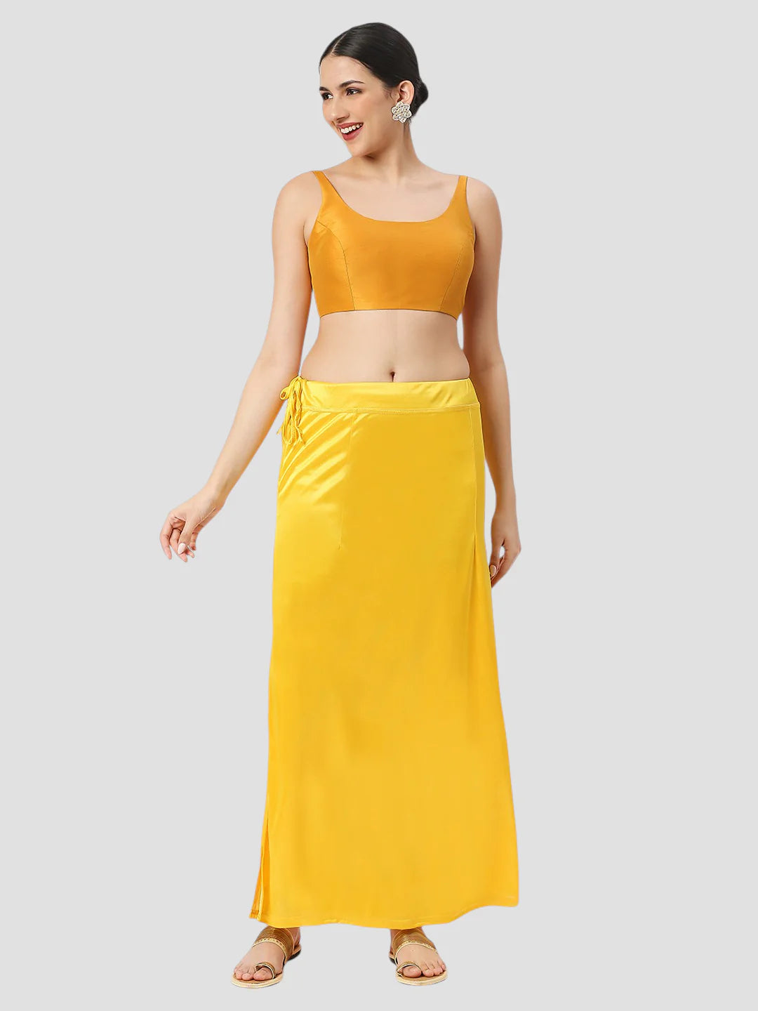 Pineapple Yellow Satin Zip and Drawstring Petticoat