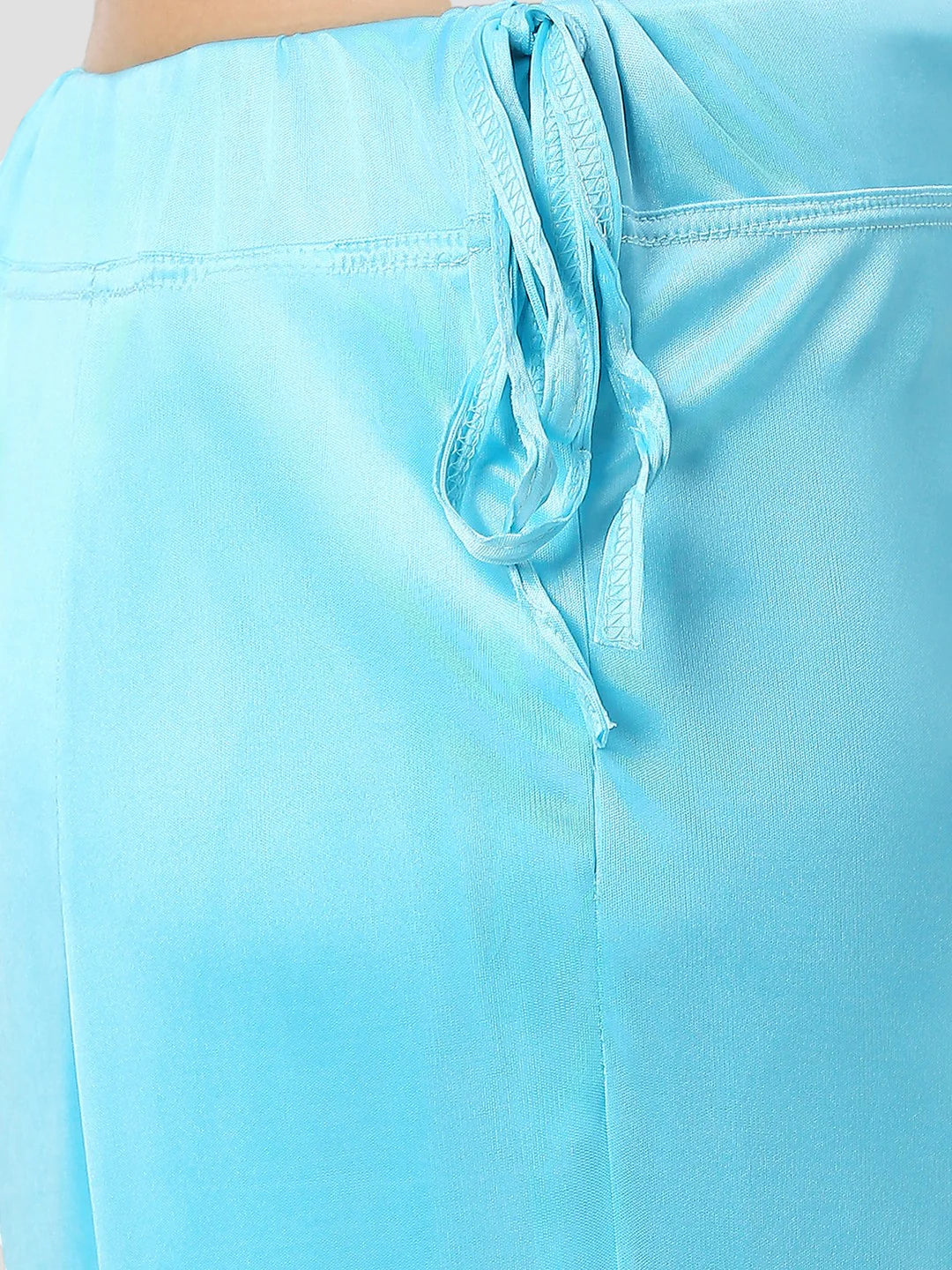 Sky Blue Satin Zip and Drawstring Petticoat