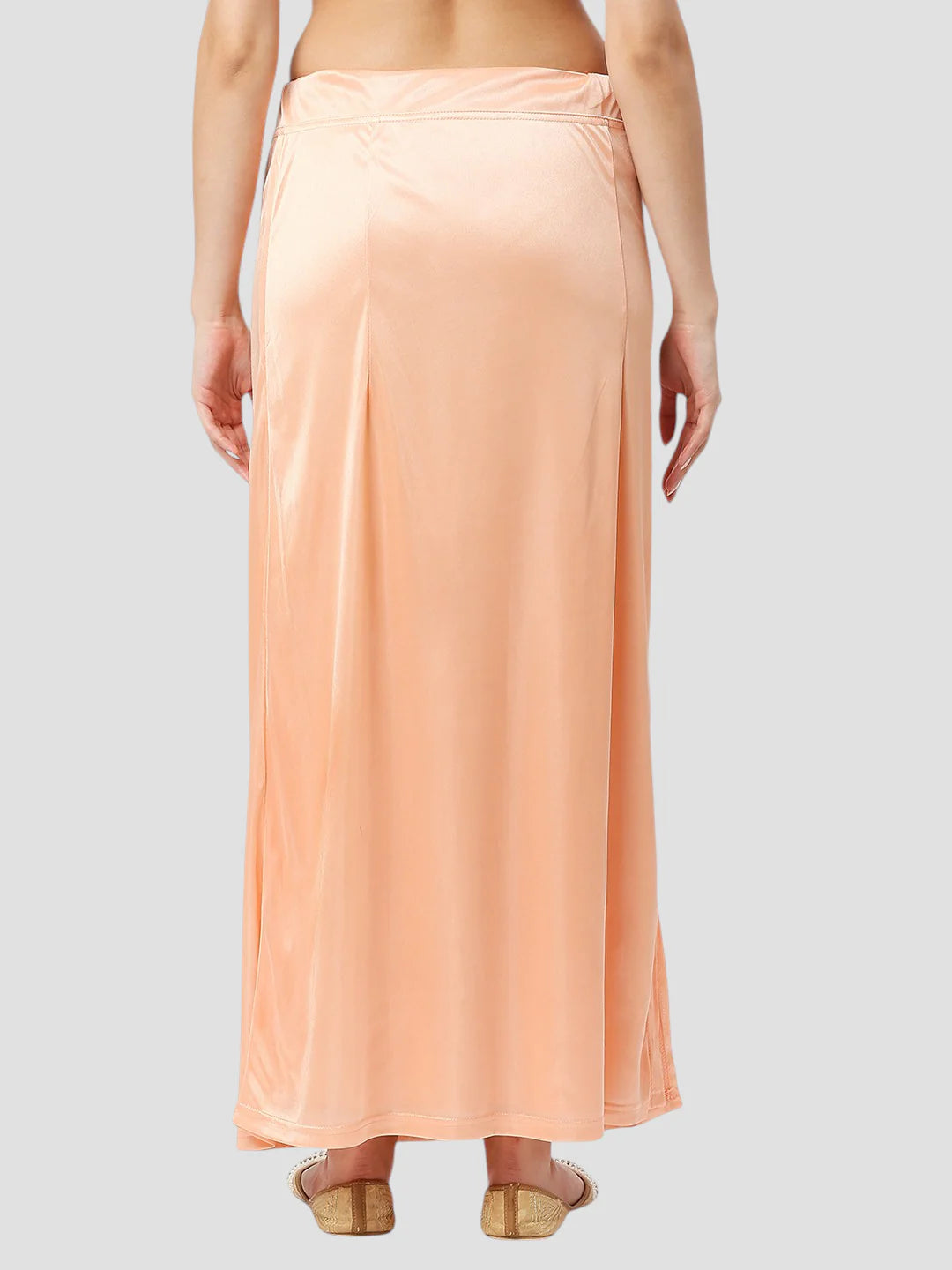 Peach Puff Satin Zip and Drawstring Petticoat