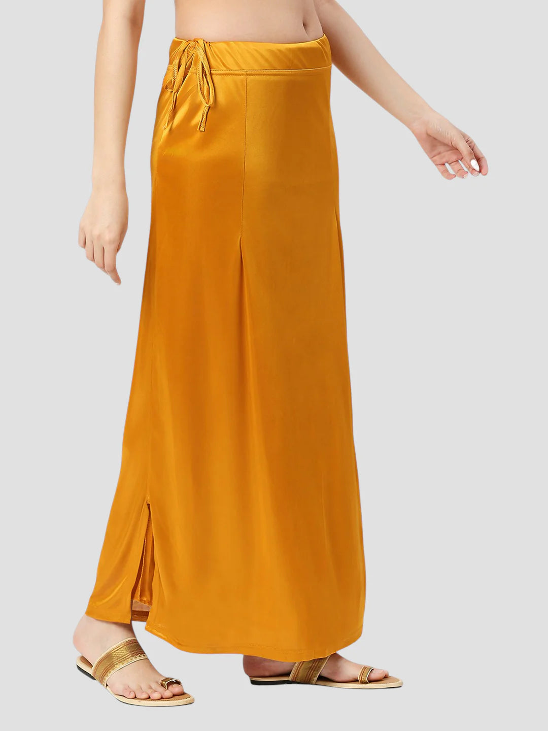 Chrome Yellow Satin Zip and Drawstring Petticoat