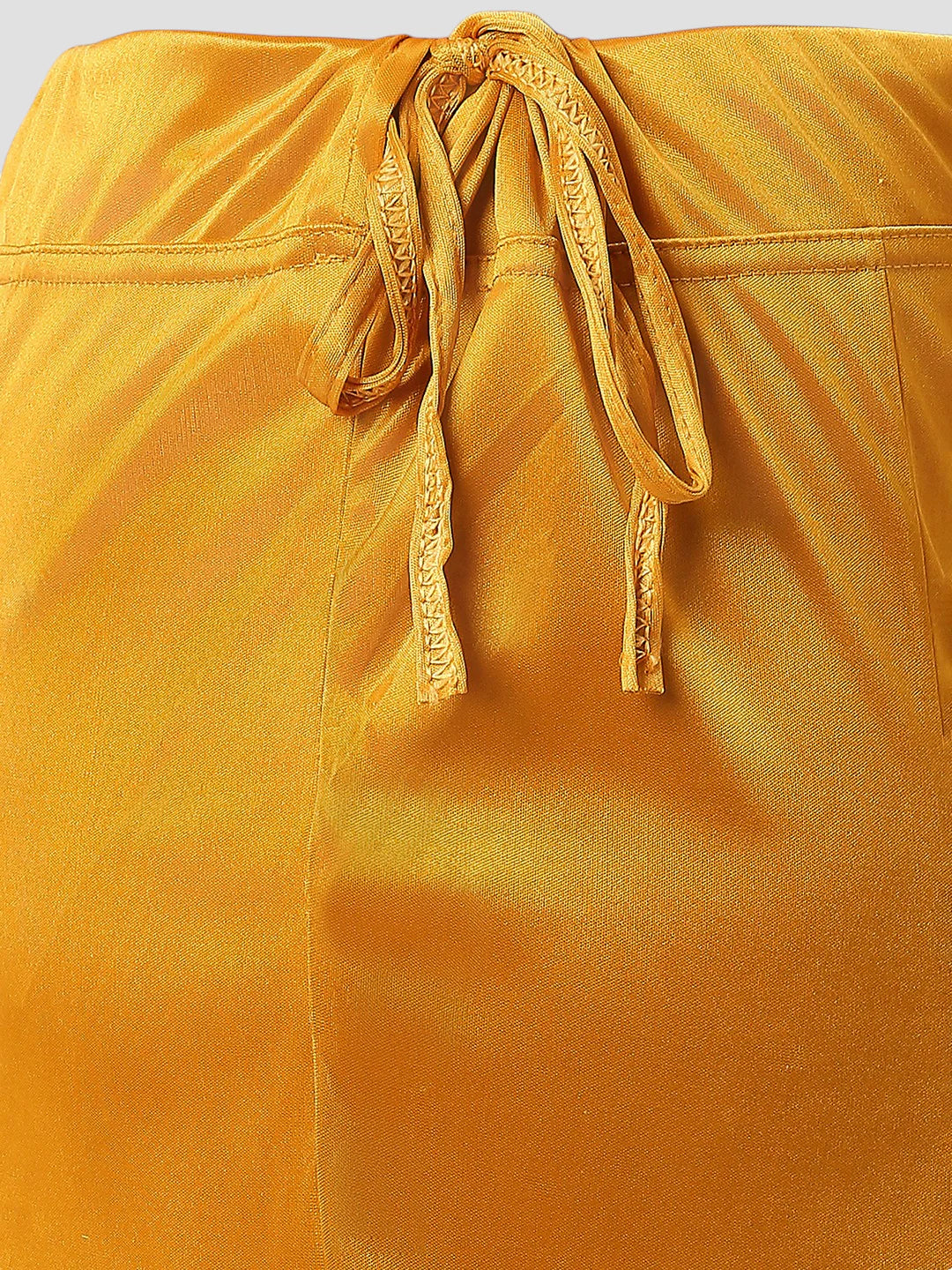 Chrome Yellow Satin Zip and Drawstring Petticoat