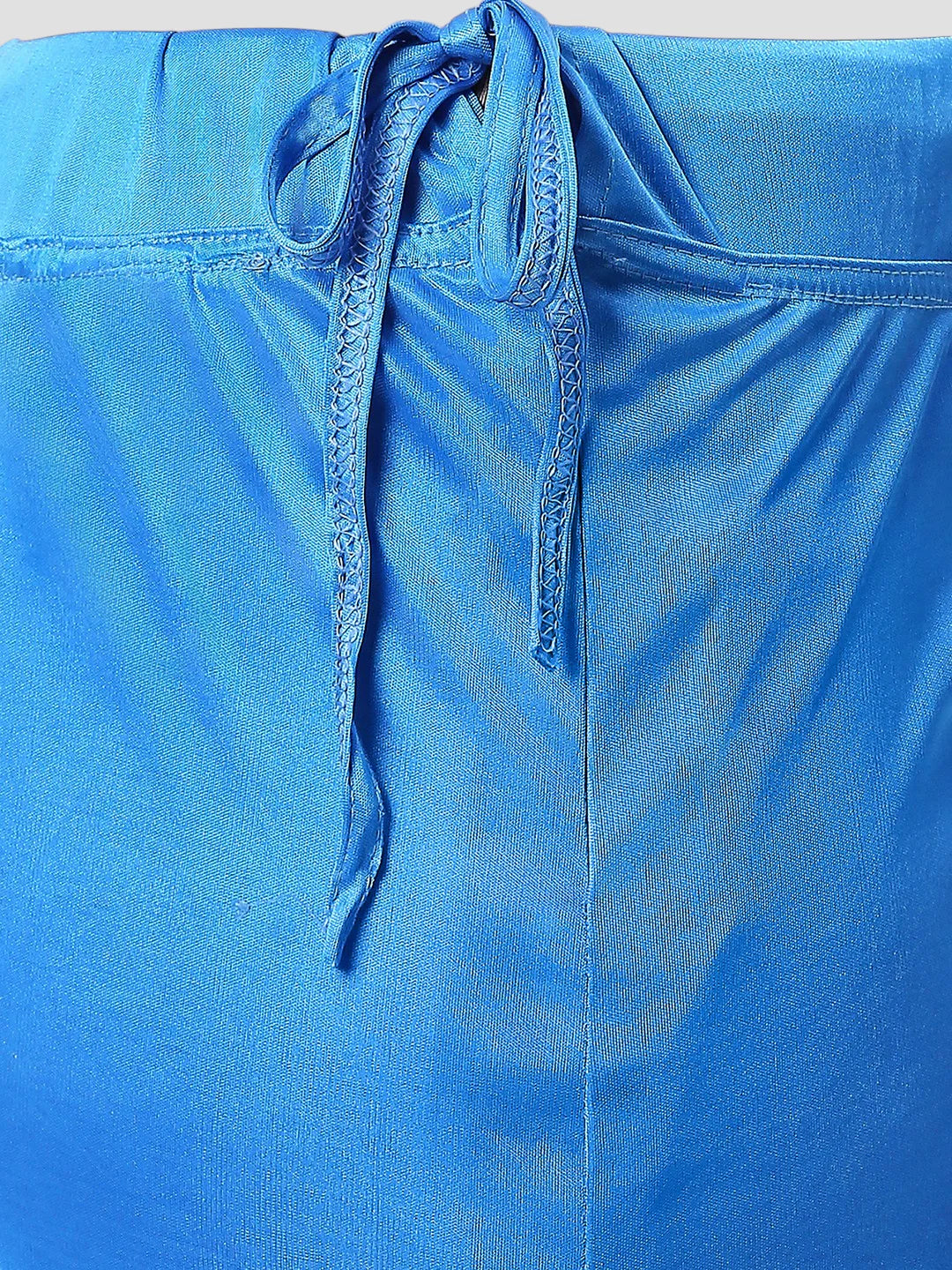 Azure Blue Satin Zip and Drawstring Petticoat