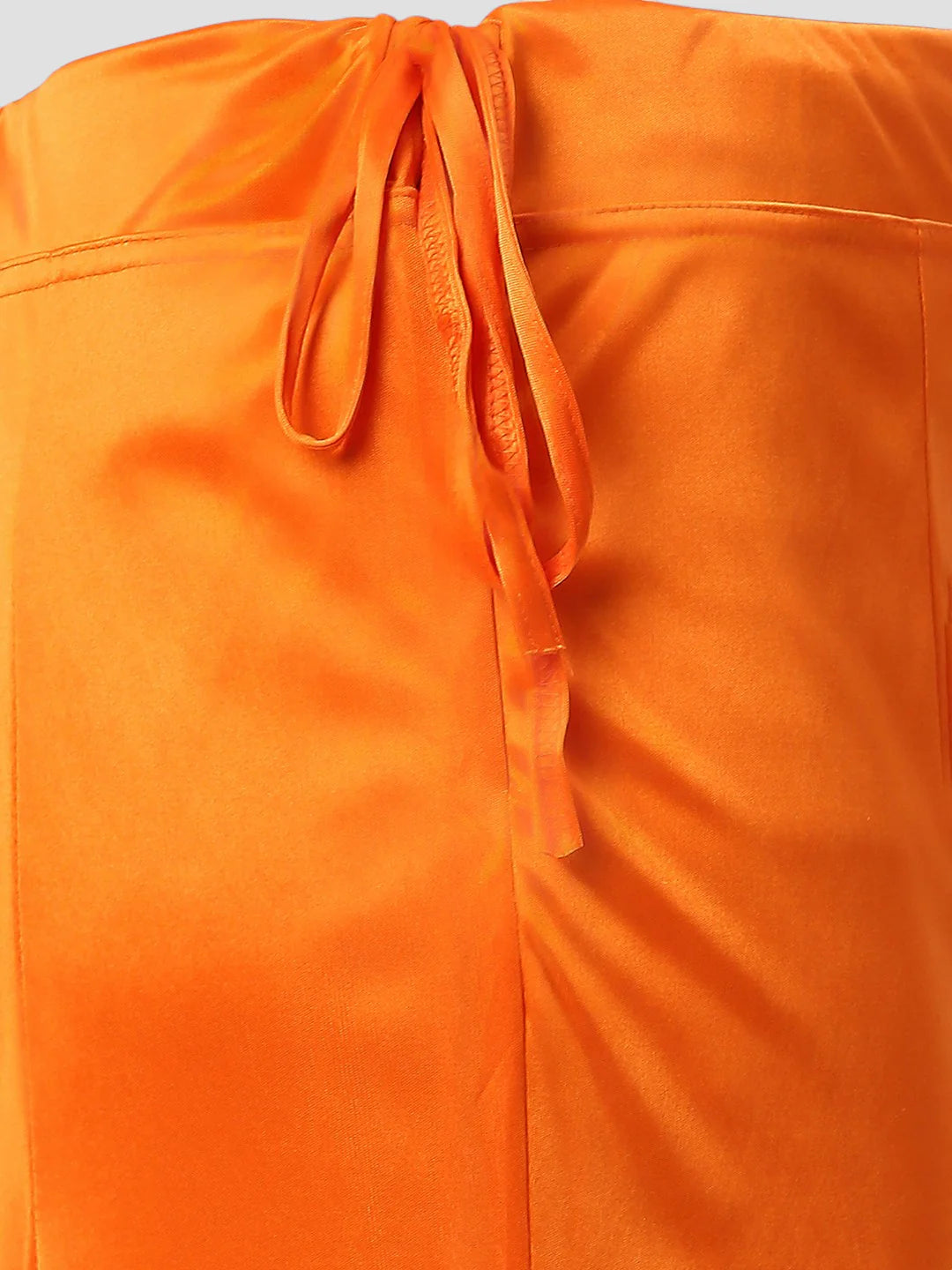 Apricot Orange Satin Zip and Drawstring Petticoat