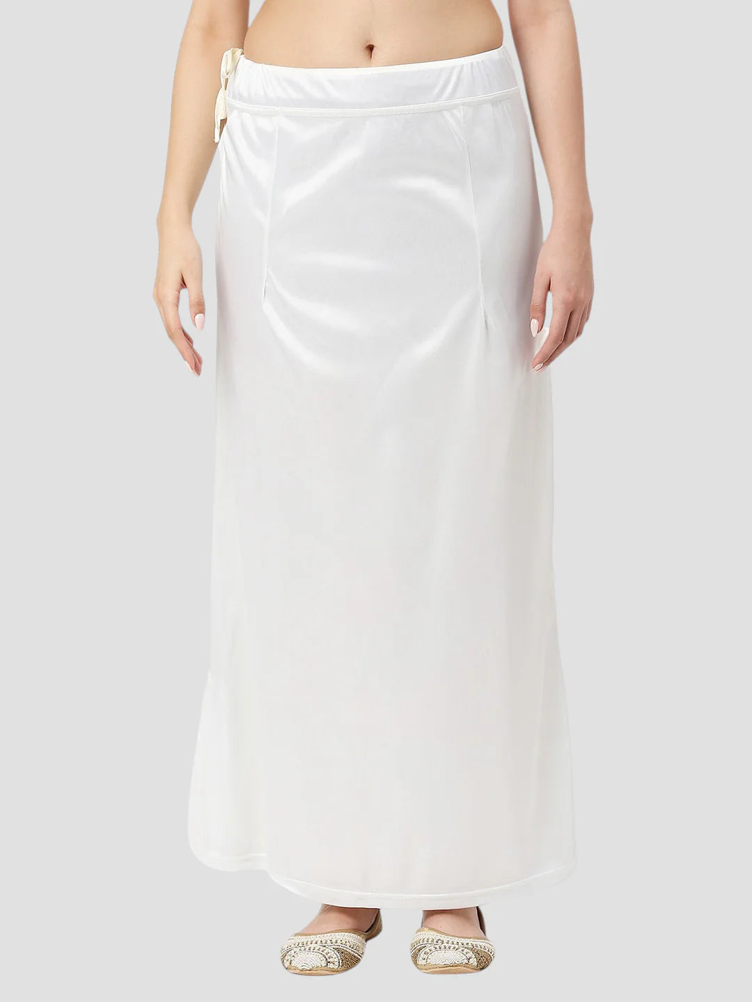 White Satin Zip and Drawstring Petticoat