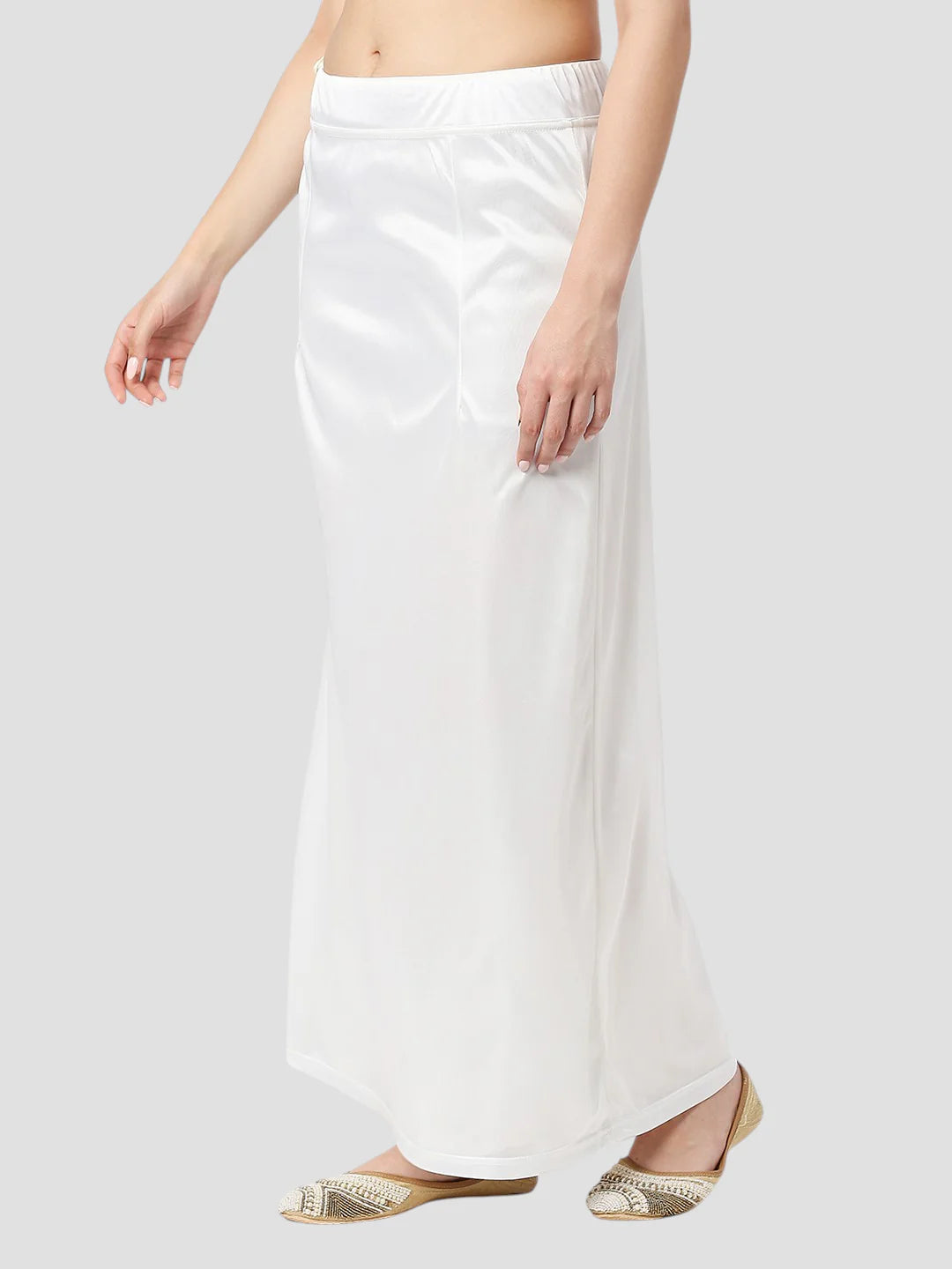 White Satin Zip and Drawstring Petticoat