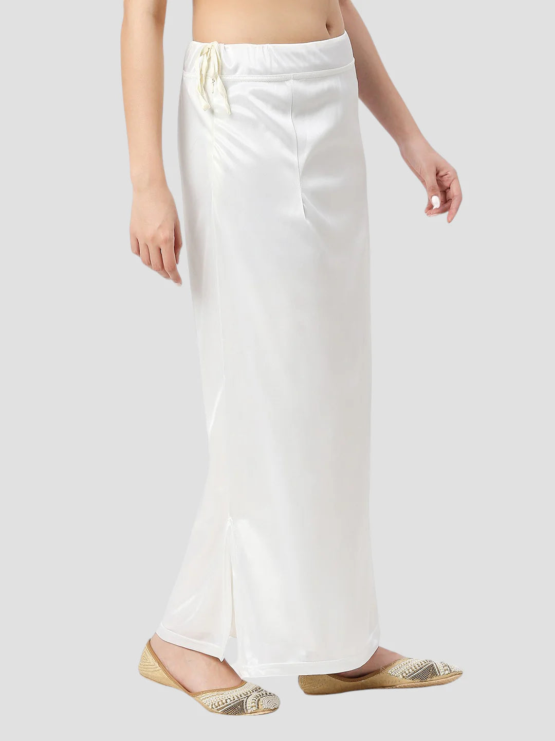 White Satin Zip and Drawstring Petticoat