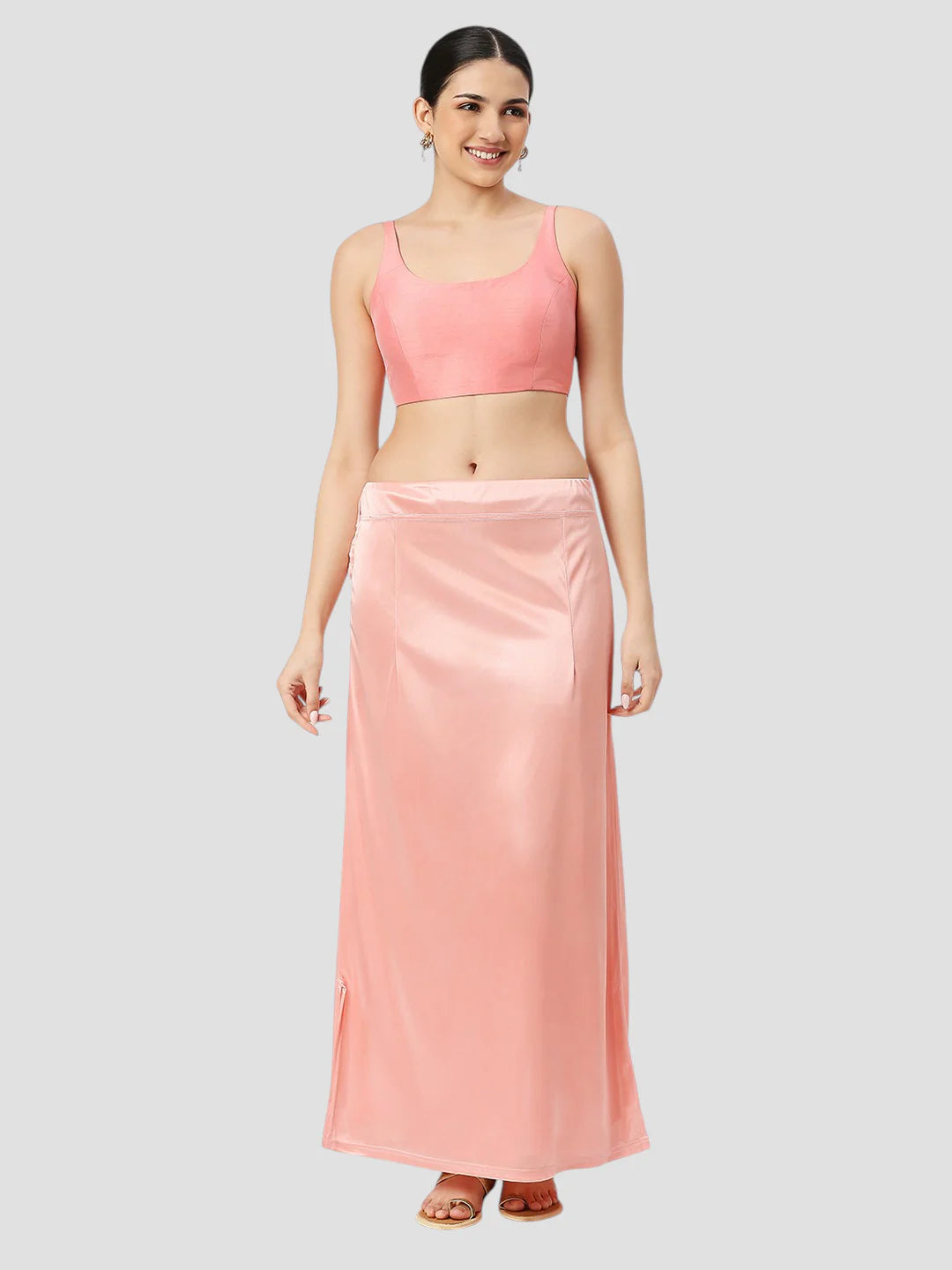 Warm Pink Satin Zip and Drawstring Petticoat