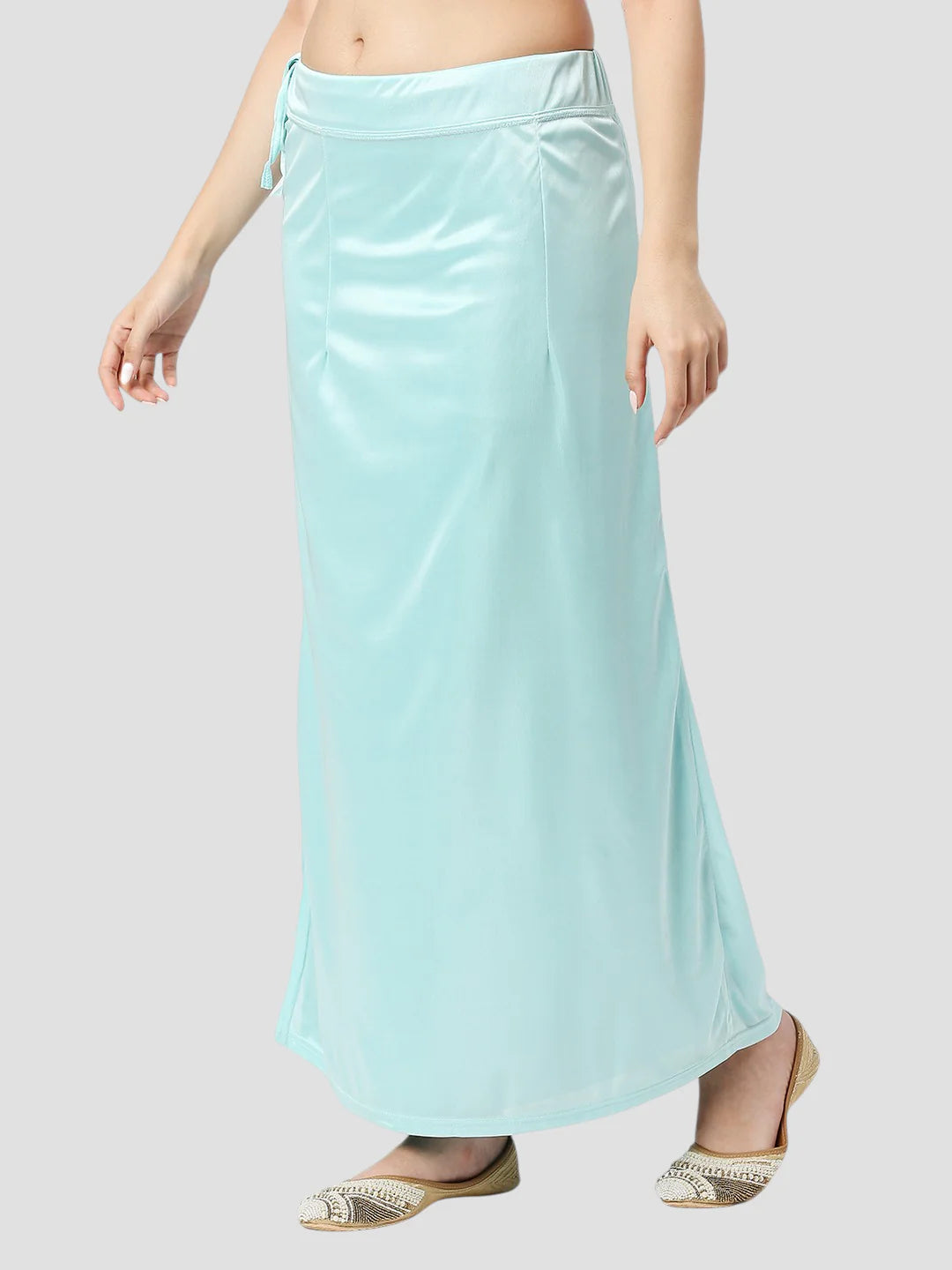 Light Blue Satin Zip and Drawstring Petticoat