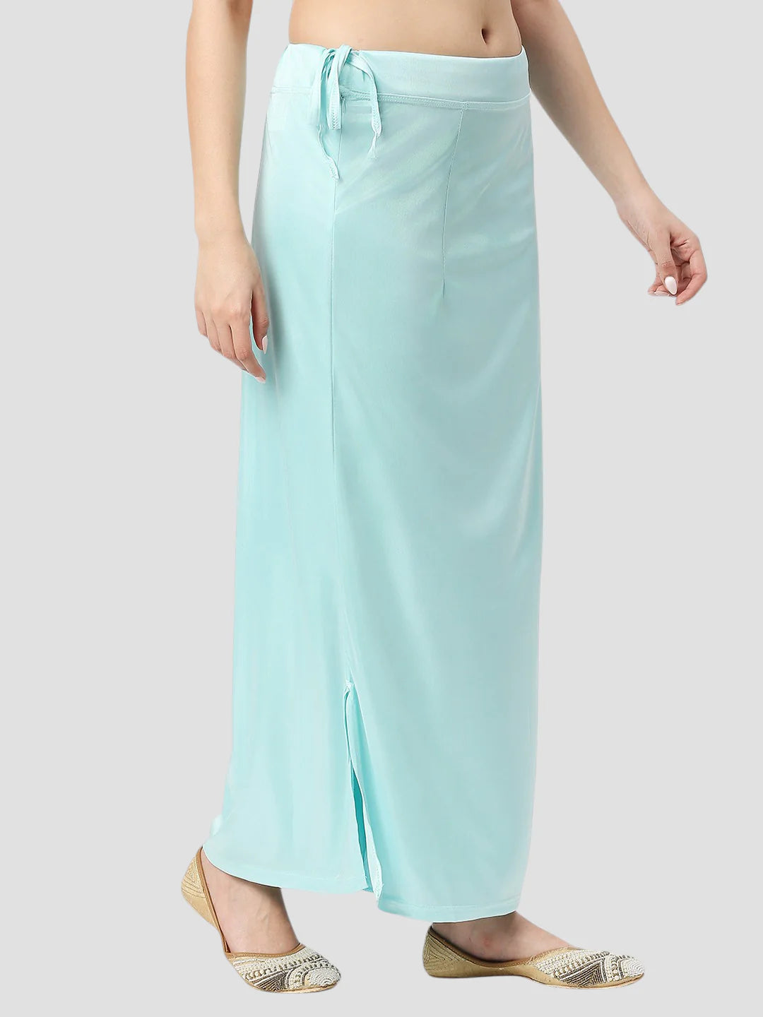 Light Blue Satin Zip and Drawstring Petticoat