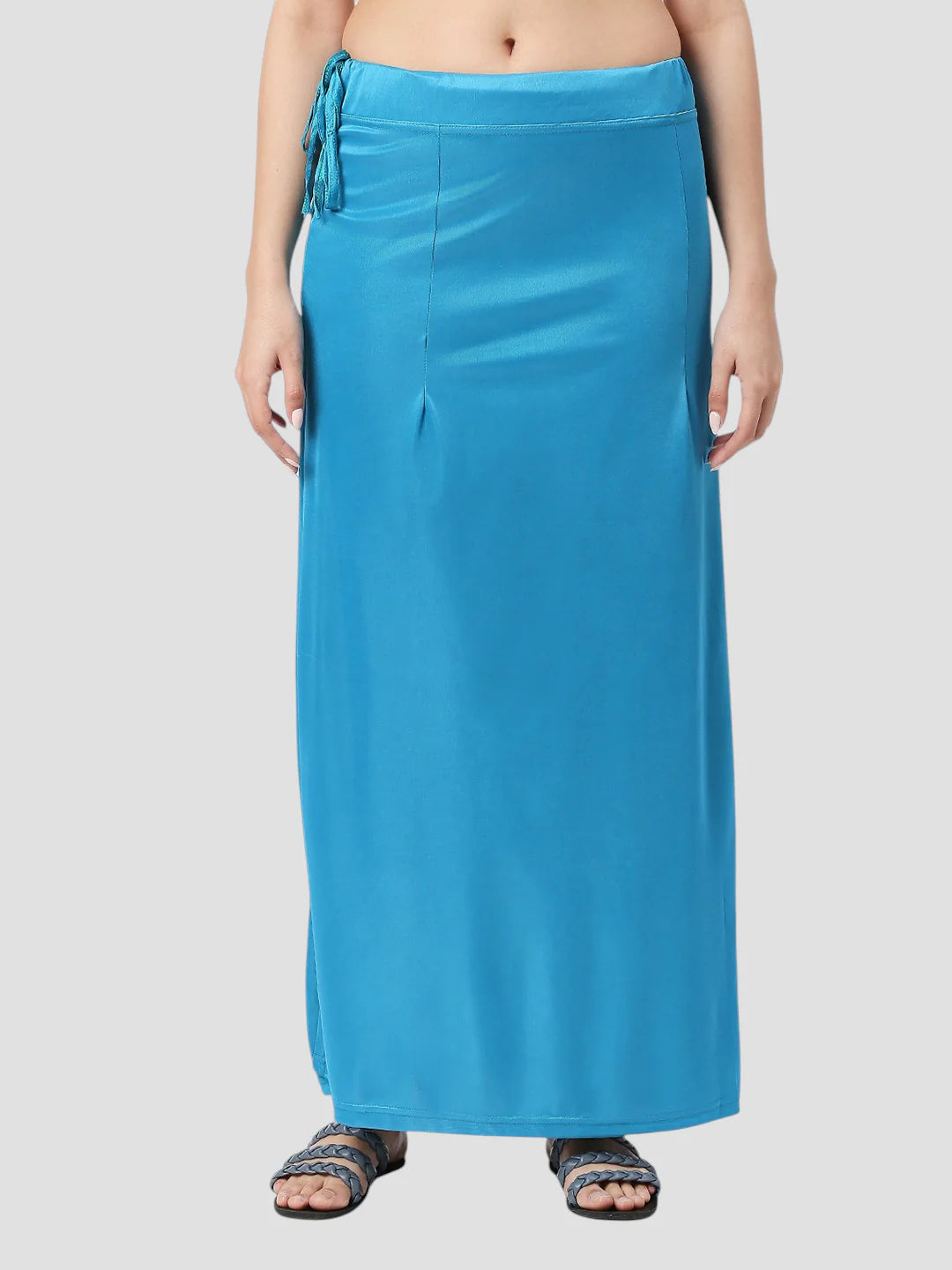 Ocean Blue Satin Zip and Drawstring Petticoat