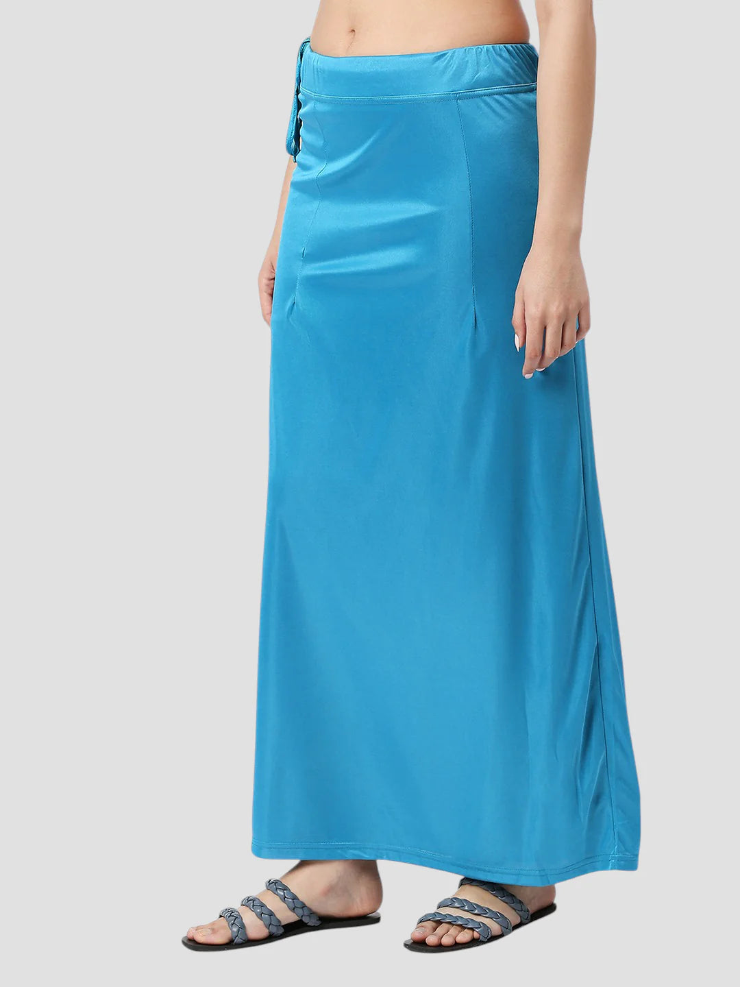 Ocean Blue Satin Zip and Drawstring Petticoat