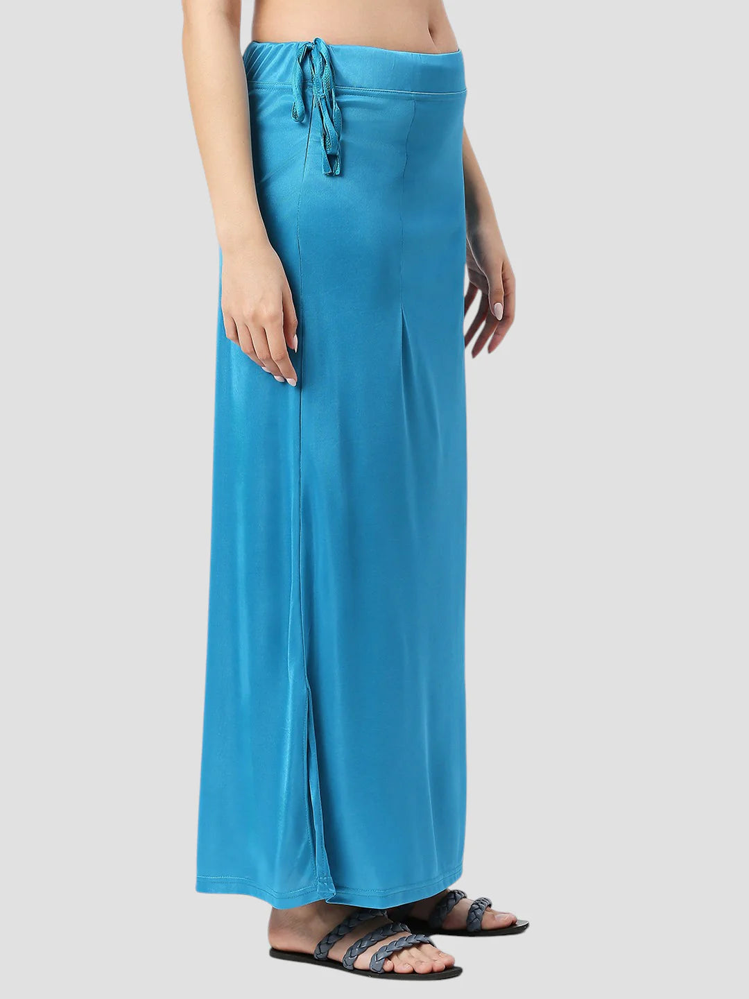 Ocean Blue Satin Zip and Drawstring Petticoat