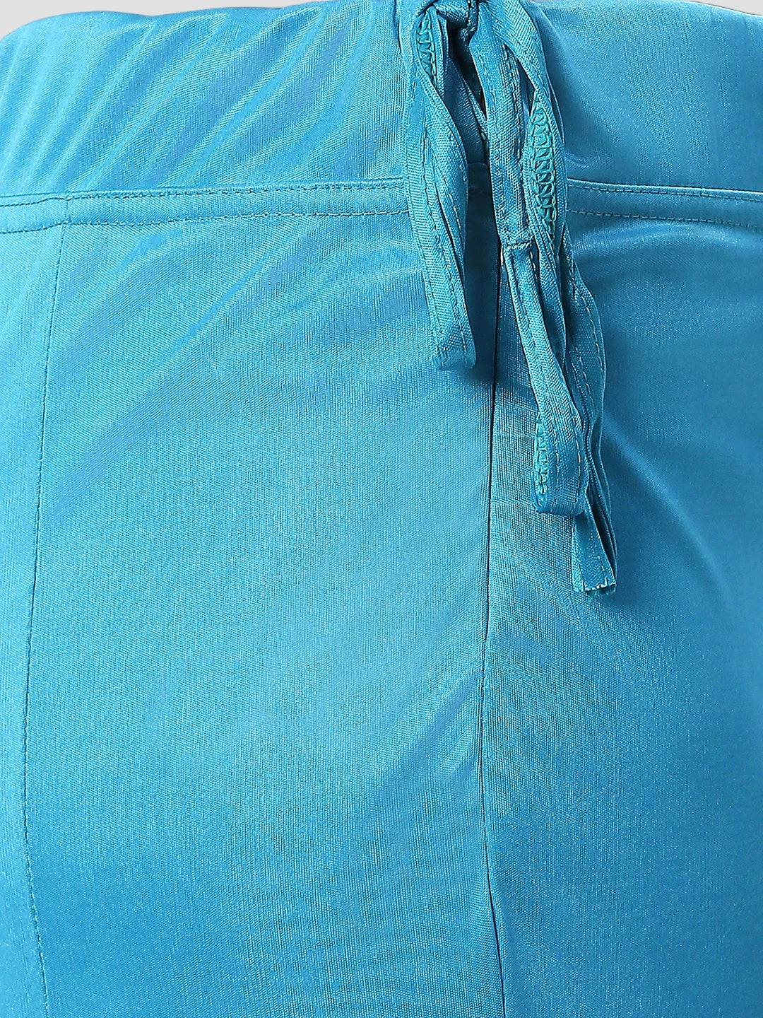 Ocean Blue Satin Zip and Drawstring Petticoat