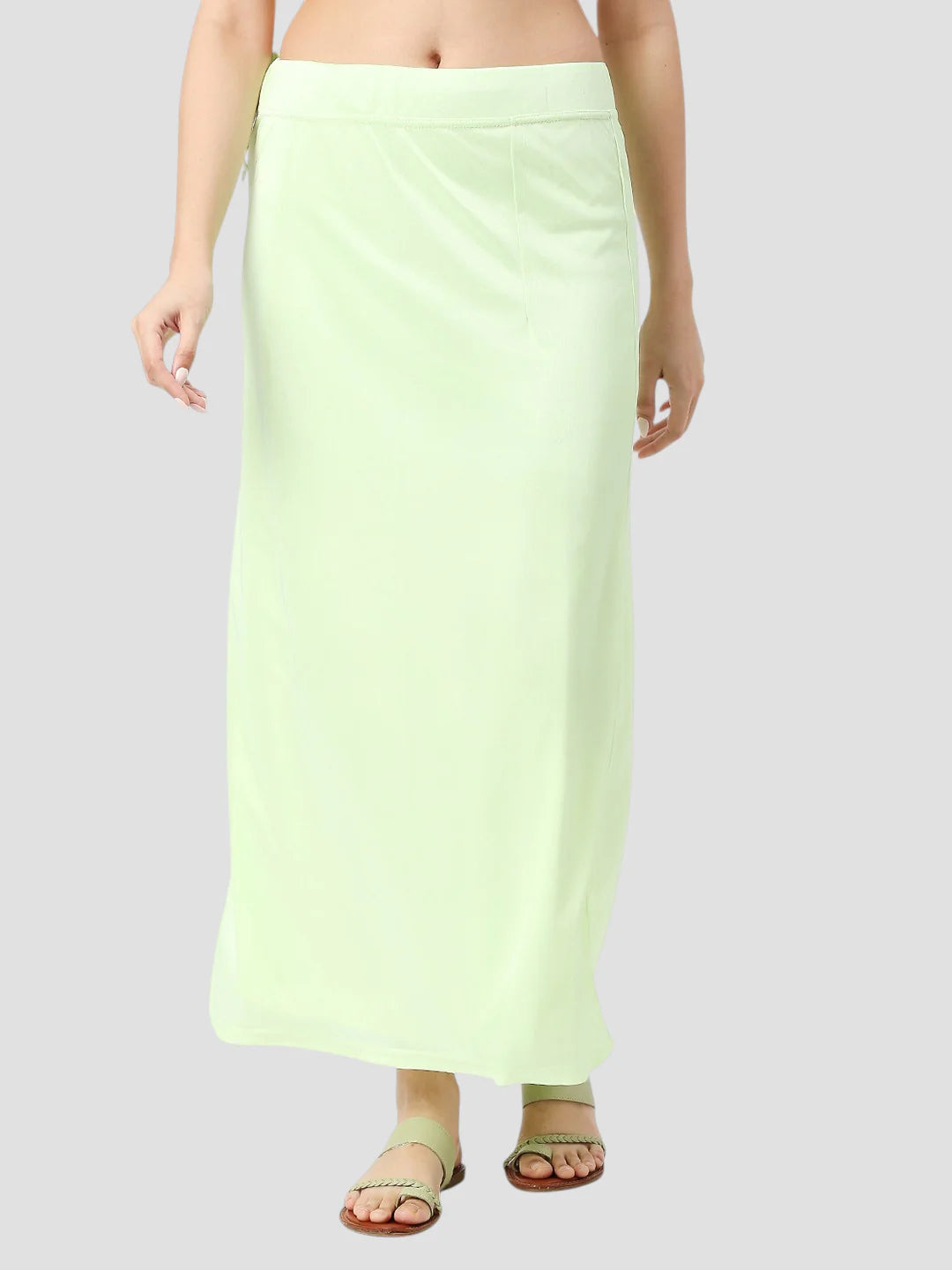 Pista Green Satin Zip and Drawstring Petticoat