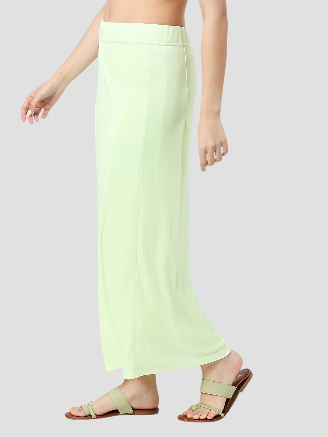 Pista Green Satin Zip and Drawstring Petticoat