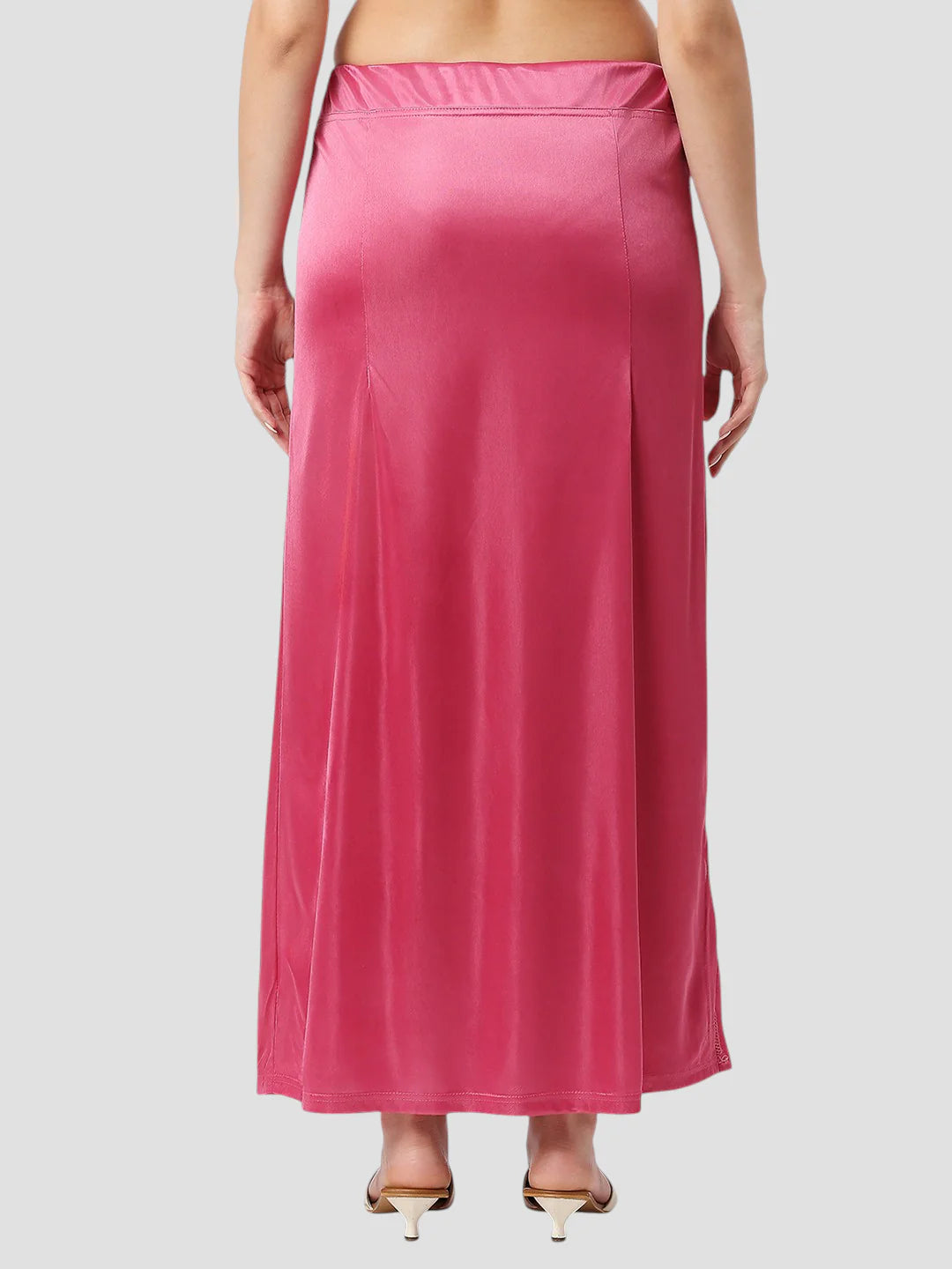 Onion Pink Satin Zip and Drawstring Petticoat