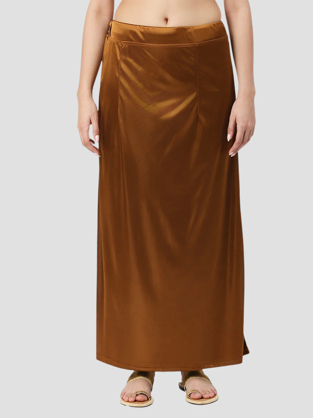 Copper Brown Satin Zip and Drawstring Petticoat