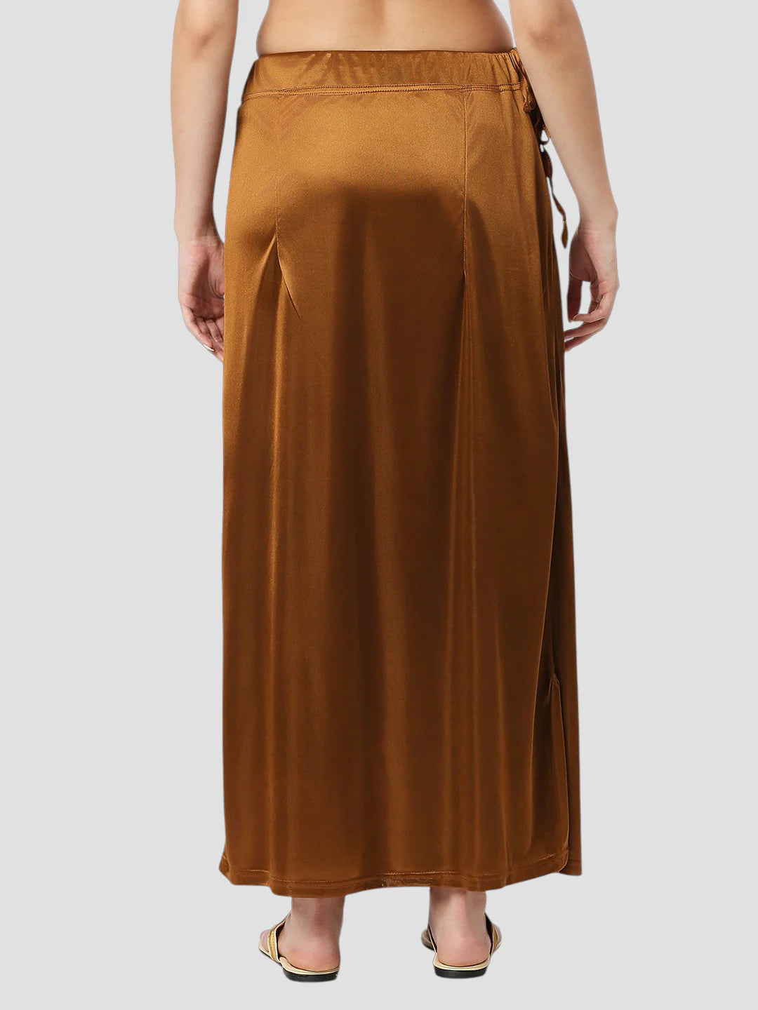 Copper Brown Satin Zip and Drawstring Petticoat