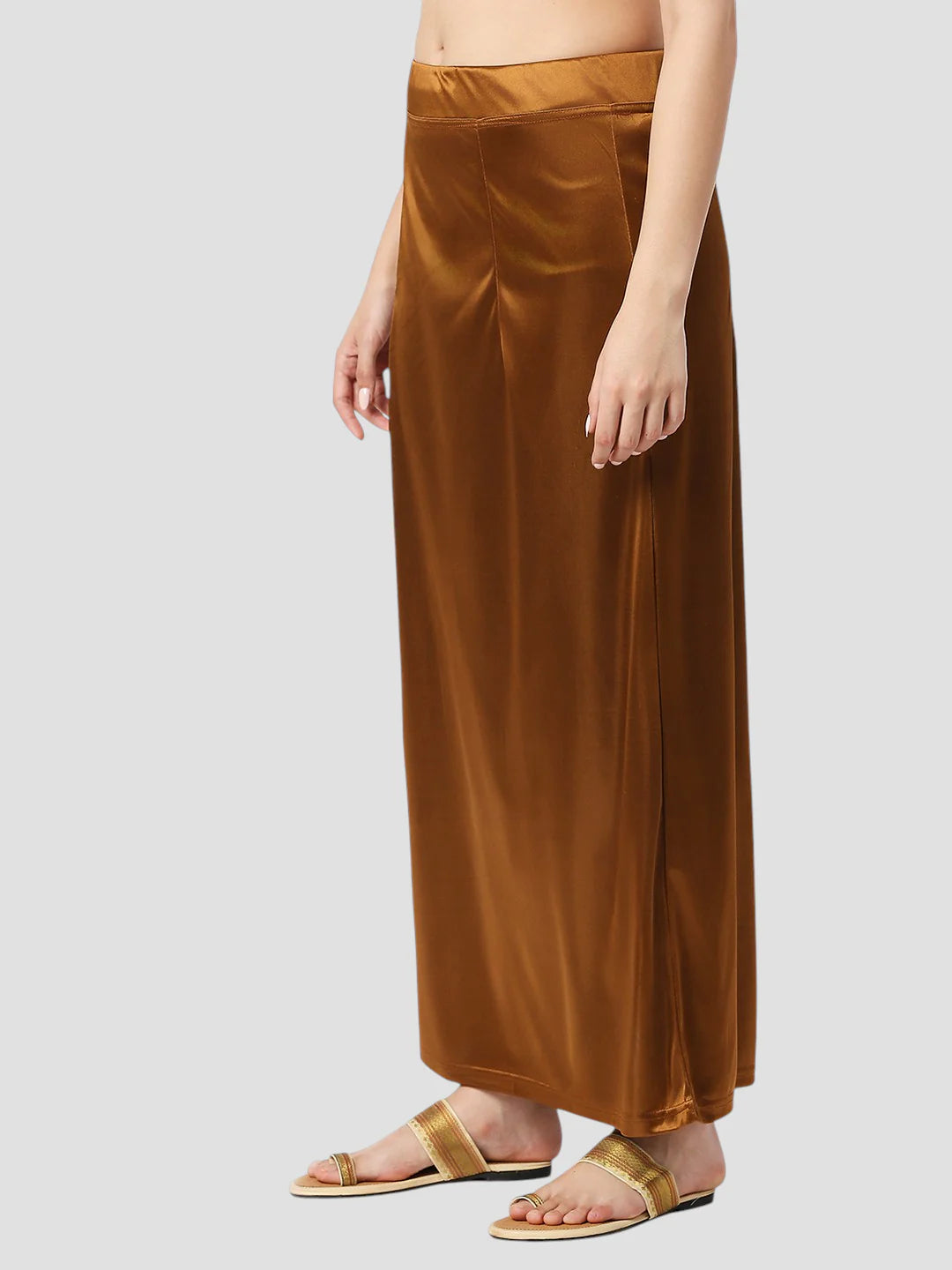 Copper Brown Satin Zip and Drawstring Petticoat